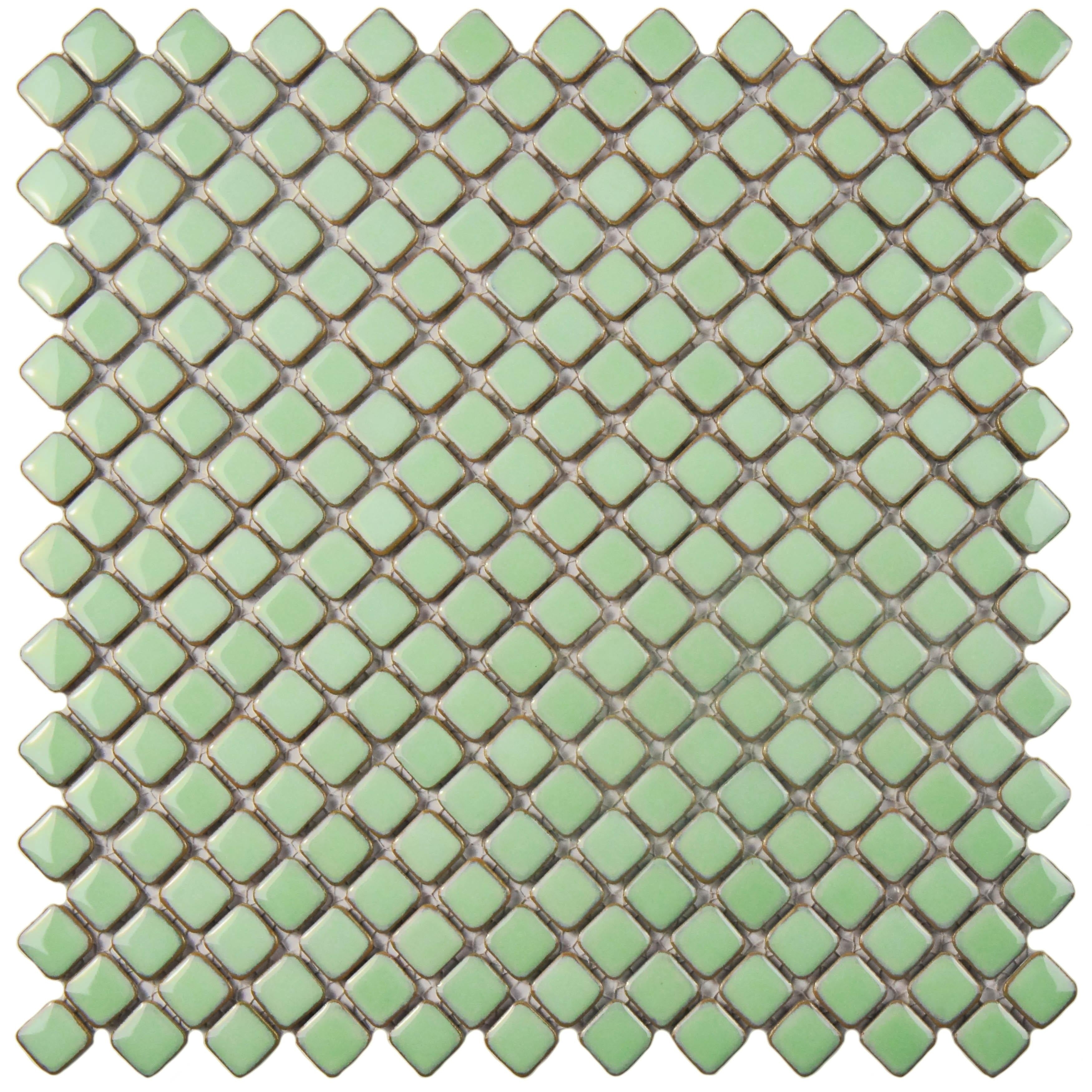 Somertile 12.375X12.375 Inch Jewel Light Green Porcelain Mosaic Floor And Wall Tile 10 Tiles 10.5 Sqft.