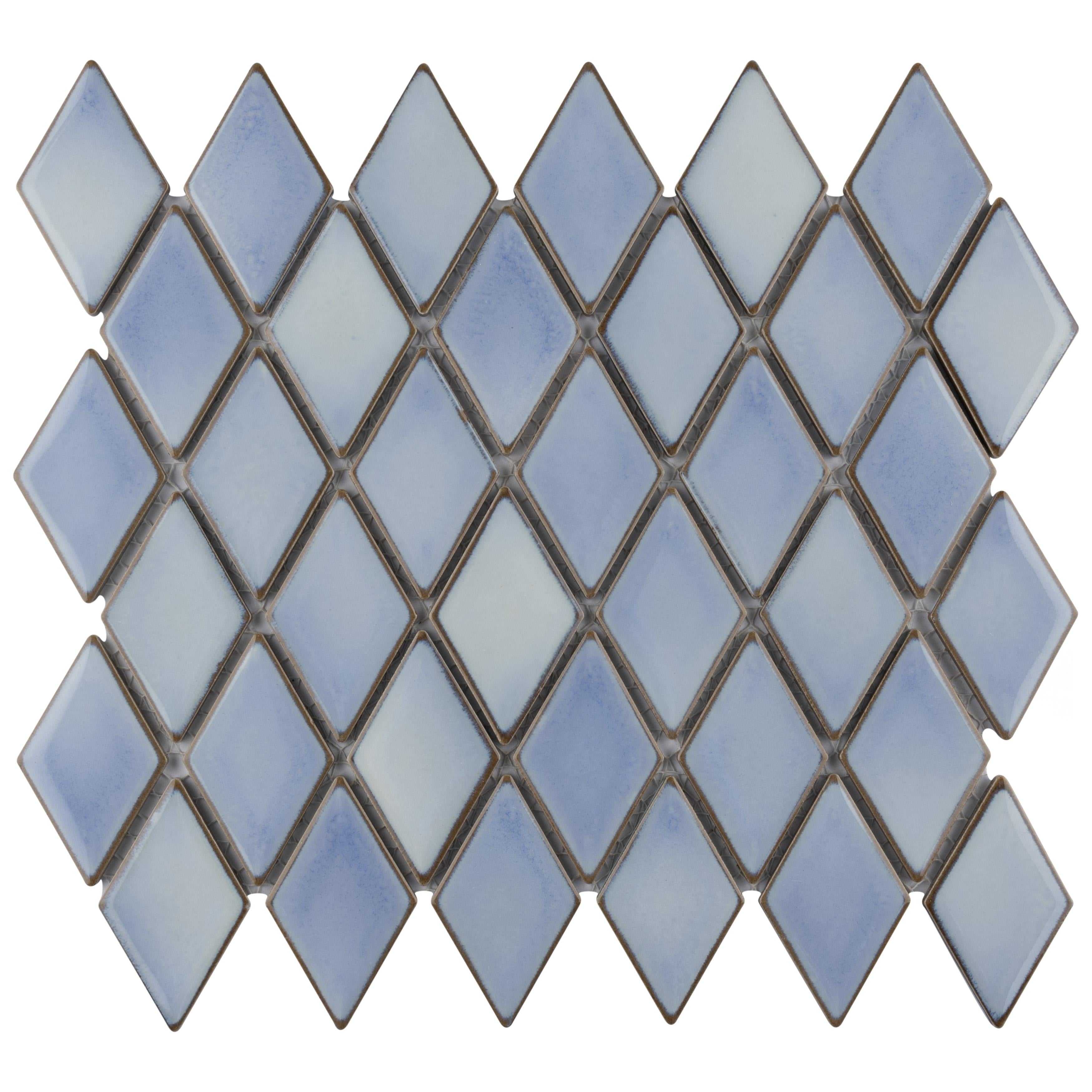 Somertile Hudson Kite Frost Blue 11.88X10 Inch Porcelain Mosaic Tile 10 Tiles 8.56 Sqft. Case