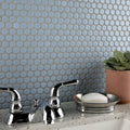 Somertile 12X12.625 Inch Penny Cashmere Blue Porcelain Mosaic Floor And Wall Tile 10 Tiles 10.2 Sqft.