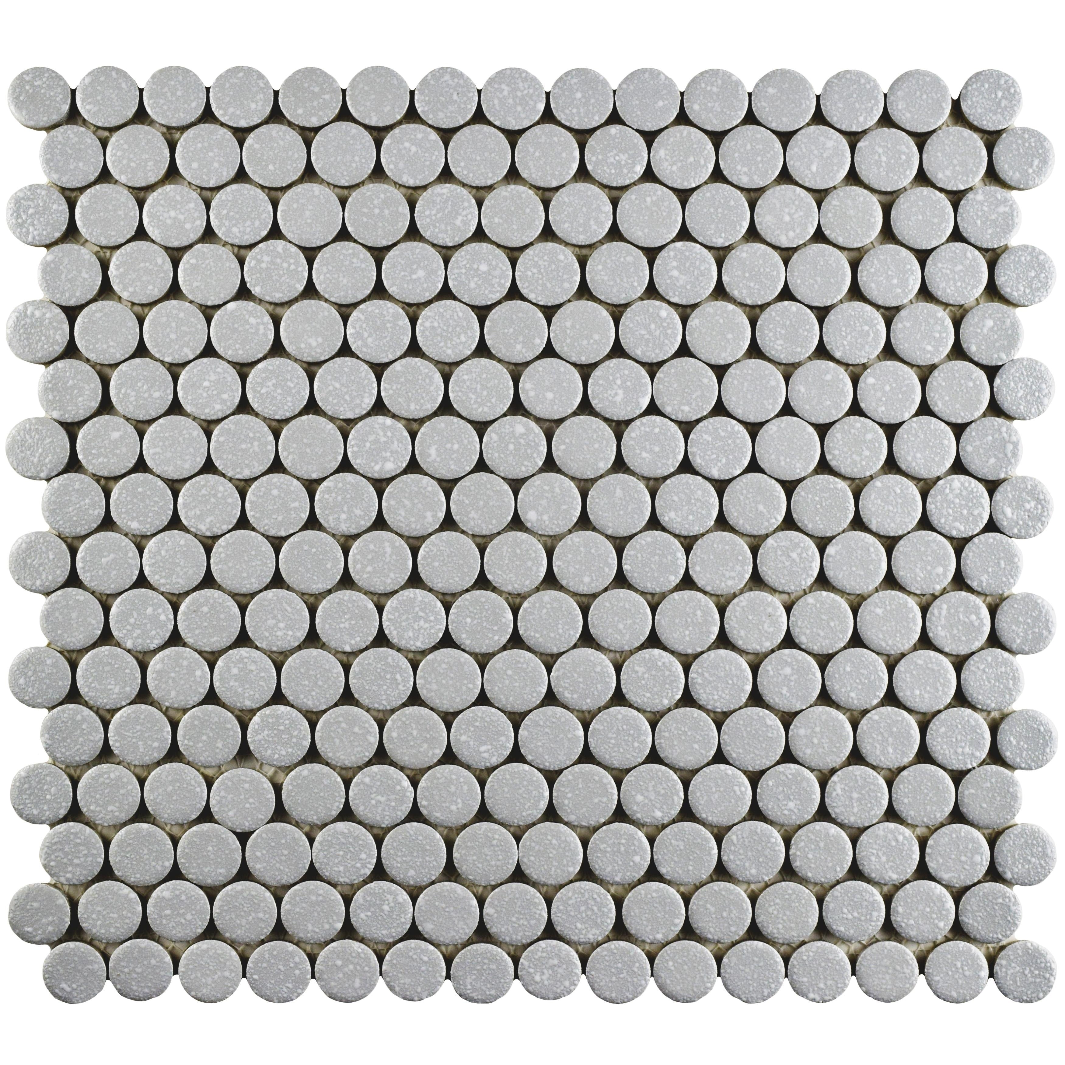 Somertile 12X12.625 Inch Penny Scholar Grey Porcelain Mosaic Floor And Wall Tile 10 Tiles 10.2 Sqft.