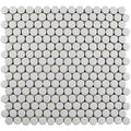 Somertile 12X12.625 Inch Penny Scholar White Porcelain Mosaic Floor And Wall Tile 10 Tiles 10.2 Sqft.