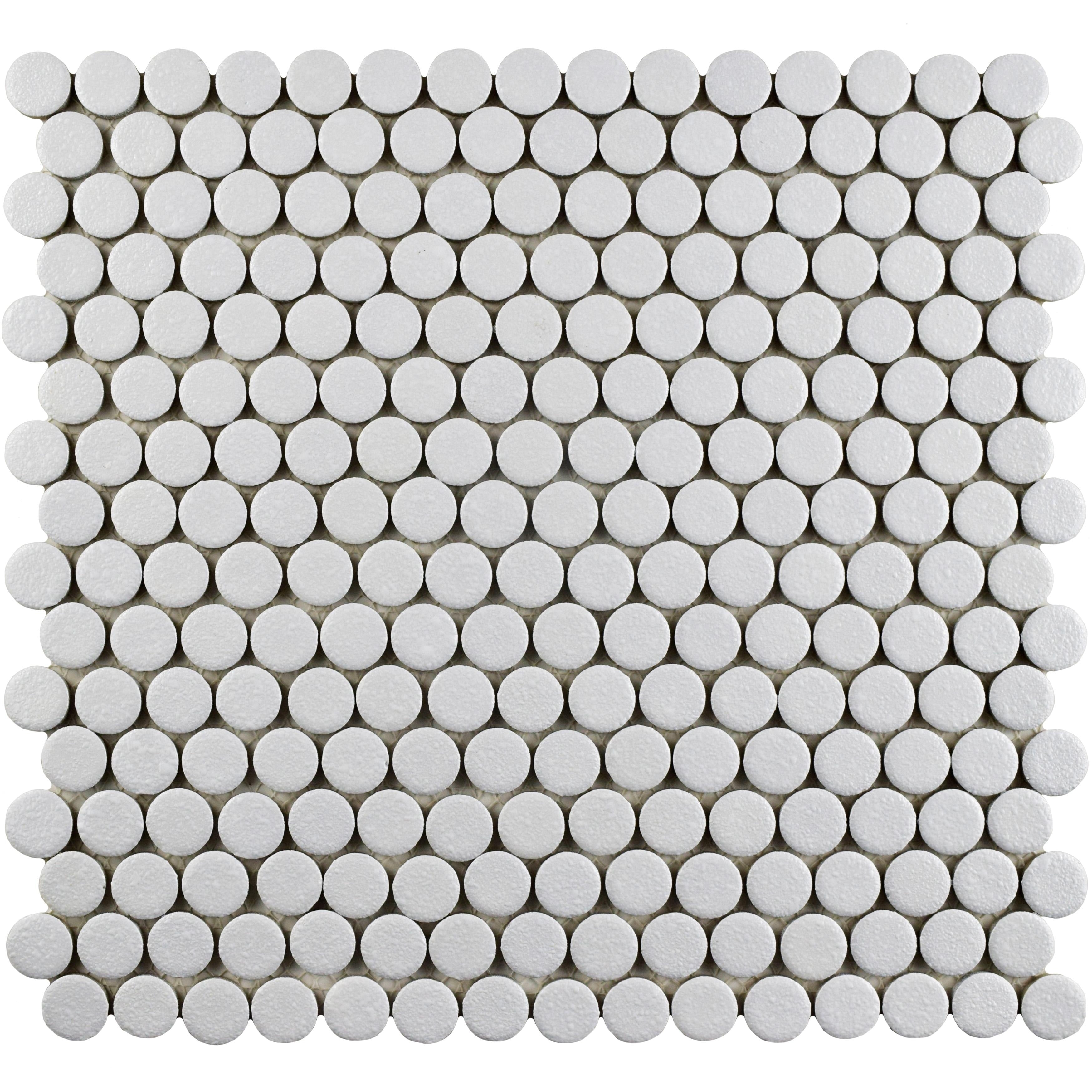 Somertile 12X12.625 Inch Penny Scholar White Porcelain Mosaic Floor And Wall Tile 10 Tiles 10.2 Sqft.