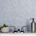 Somertile 12X12.625 Inch Penny Frost Blue Porcelain Mosaic Floor And Wall Tile 10 Tiles 10.2 Sqft.