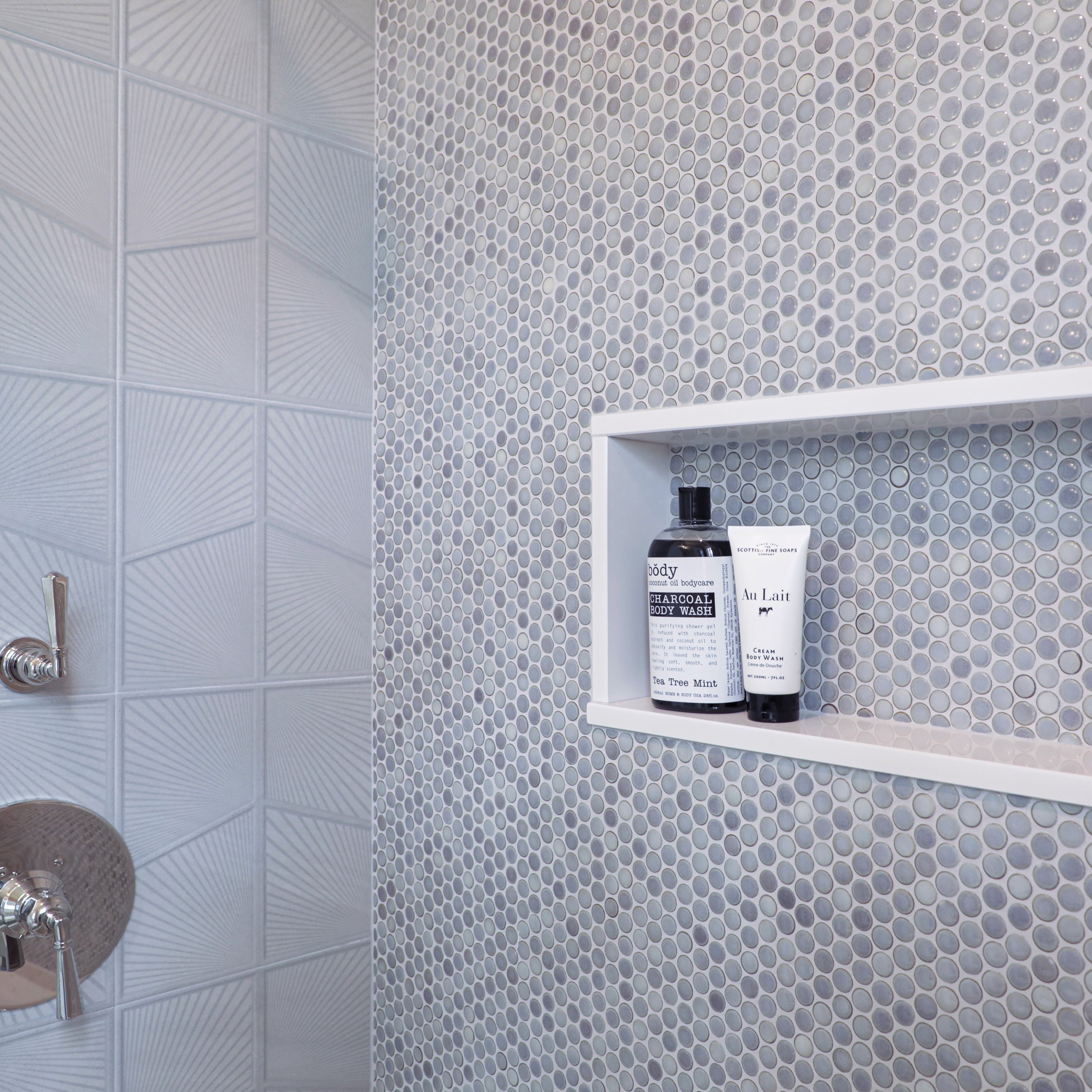 Somertile 12X12.625 Inch Penny Grey Eye Porcelain Mosaic Floor And Wall Tile 10 Tiles 10.2 Sqft.