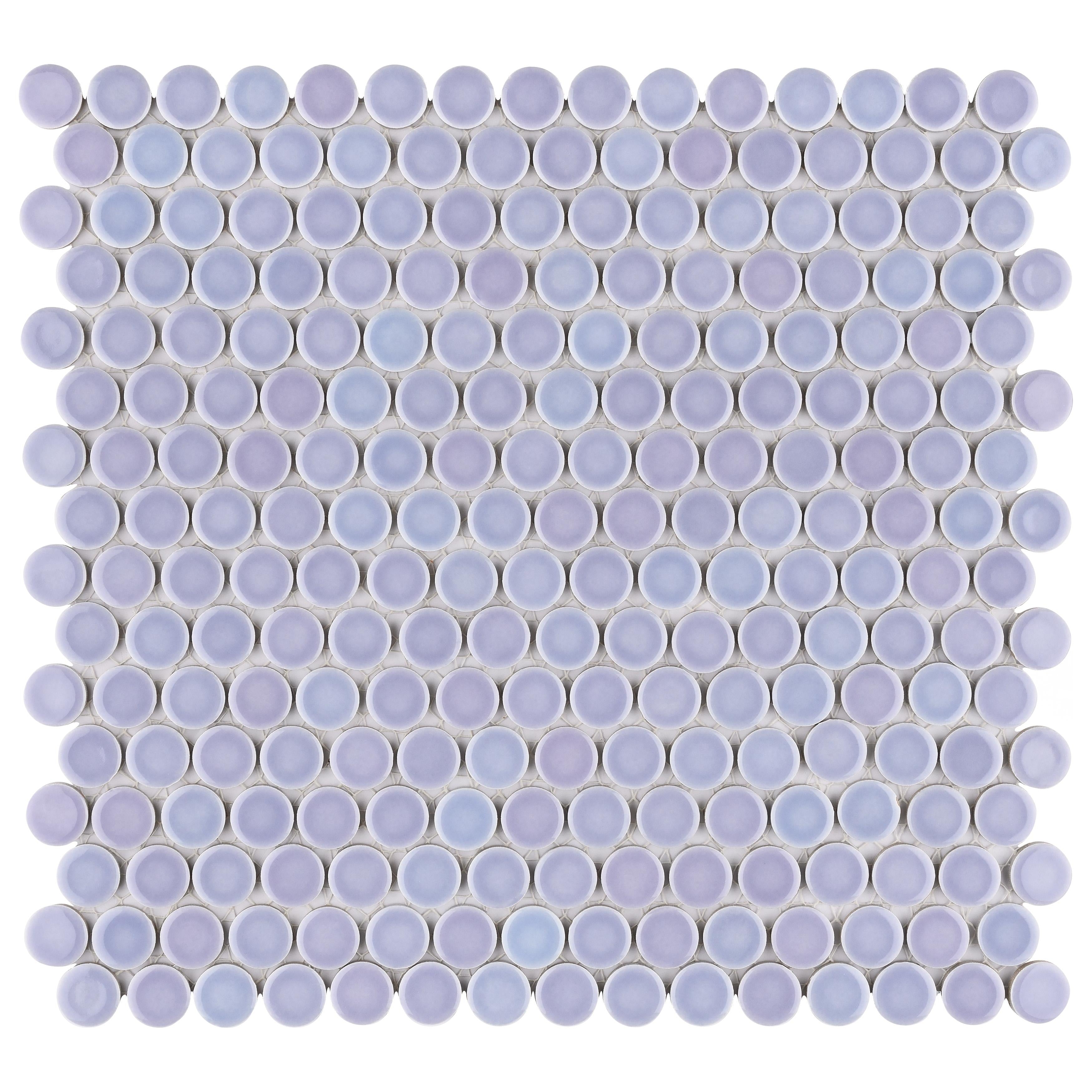 Somertile 12X12.625 Inch Penny Lavender Porcelain Mosaic Floor And Wall Tile 10 Tiles 10.2 Sqft.