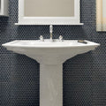 Somertile 12X12.625 Inch Penny Matte Black Porcelain Mosaic Floor And Wall Tile 10 Tiles 10.2 Sqft.