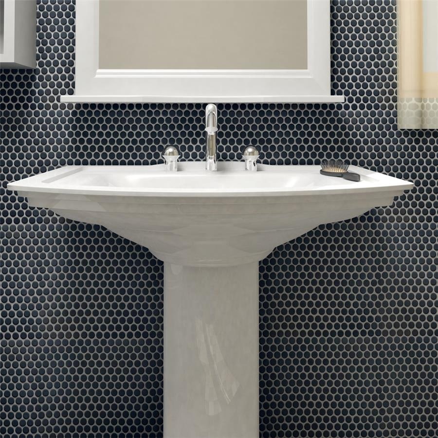 Somertile 12X12.625 Inch Penny Matte Black Porcelain Mosaic Floor And Wall Tile 10 Tiles 10.2 Sqft.
