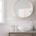 Somertile 12X12.625 Inch Penny Matte White Porcelain Mosaic Floor And Wall Tile 10 Tiles 10.2 Sqft.