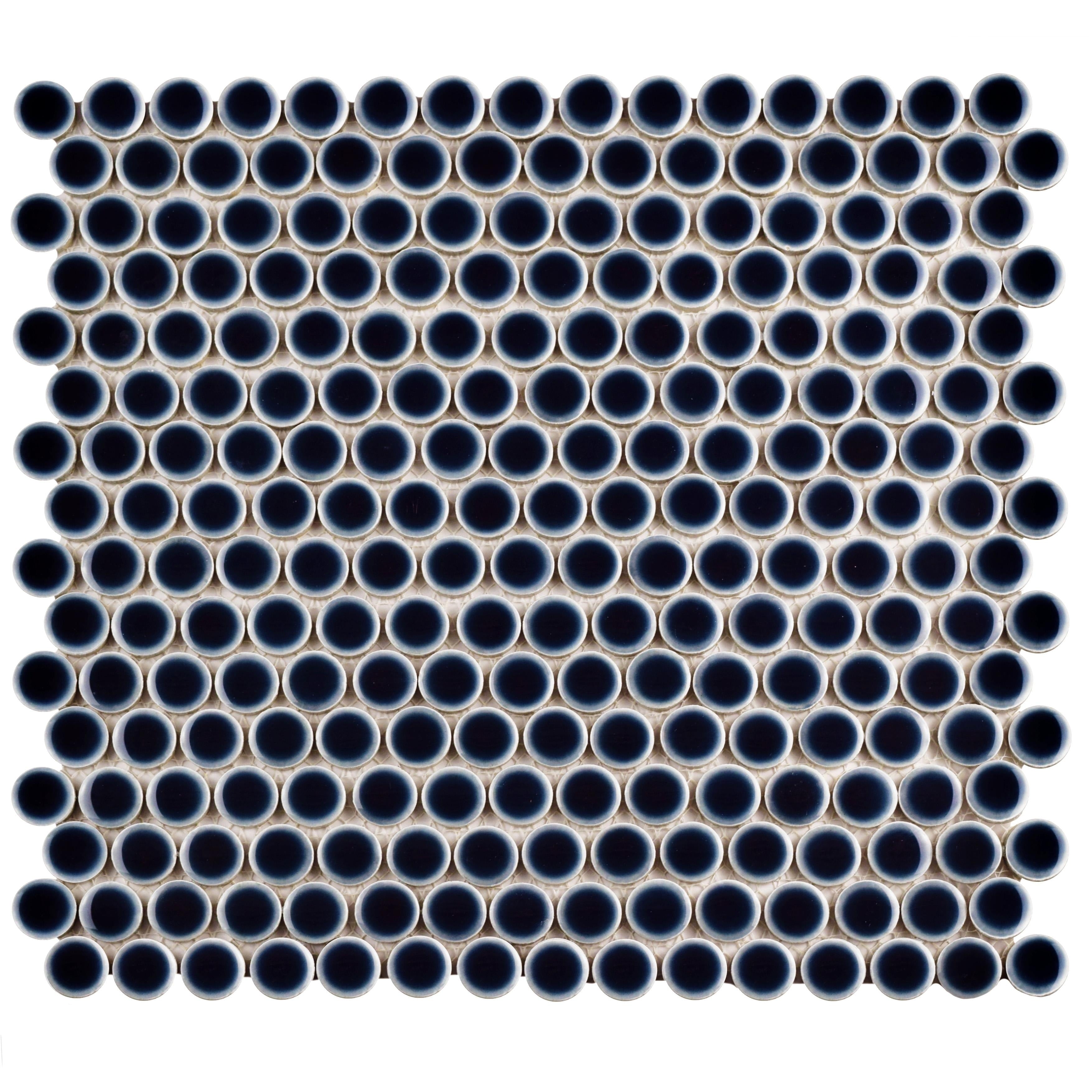 Somertile 12X12.625 Inch Penny Noir Porcelain Mosaic Floor And Wall Tile 10 Tiles 10.2 Sqft.