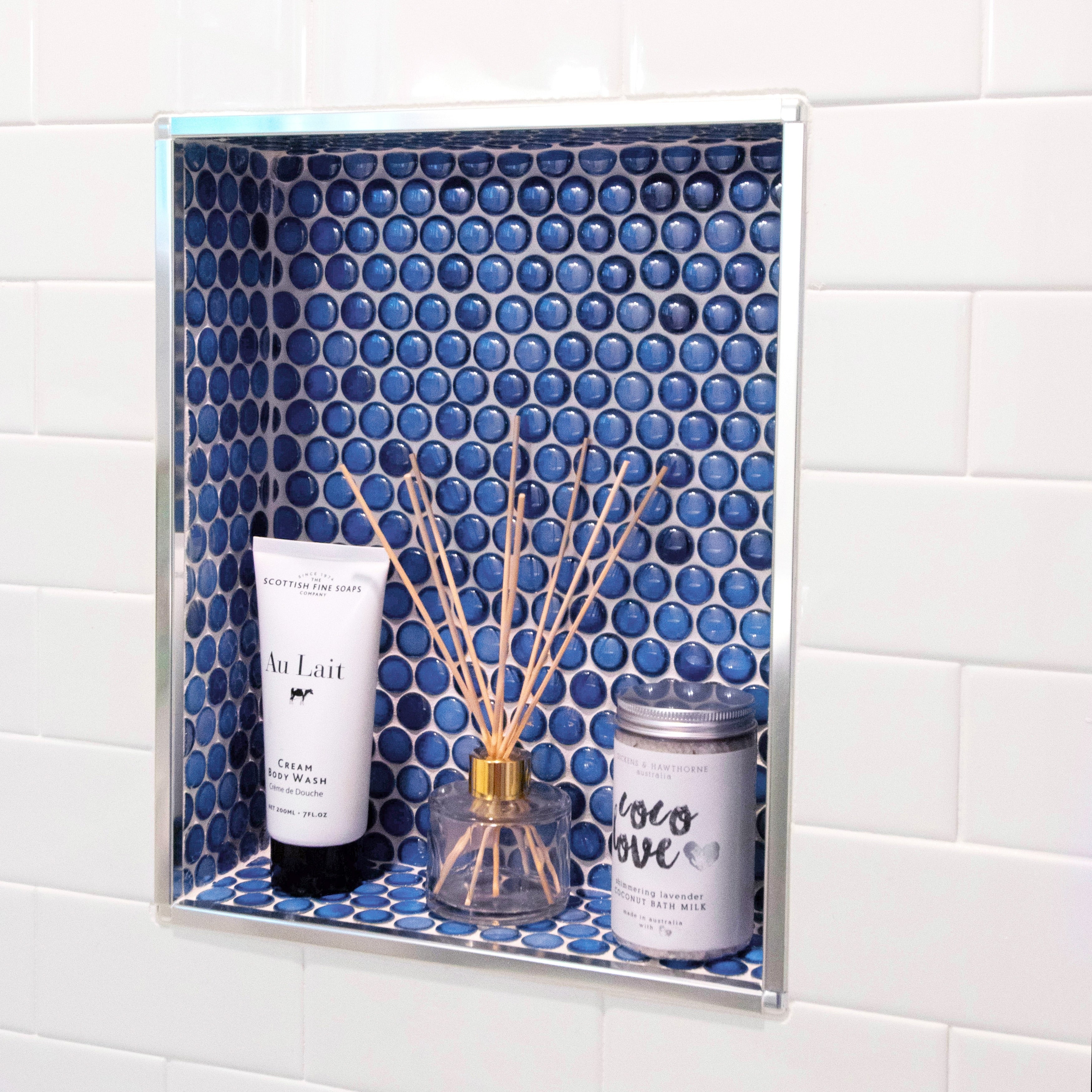 Somertile 12X12.625 Inch Penny Glossy Sapphire Porcelain Mosaic Floor And Wall Tile 10 Tiles 10.2 Sqft.