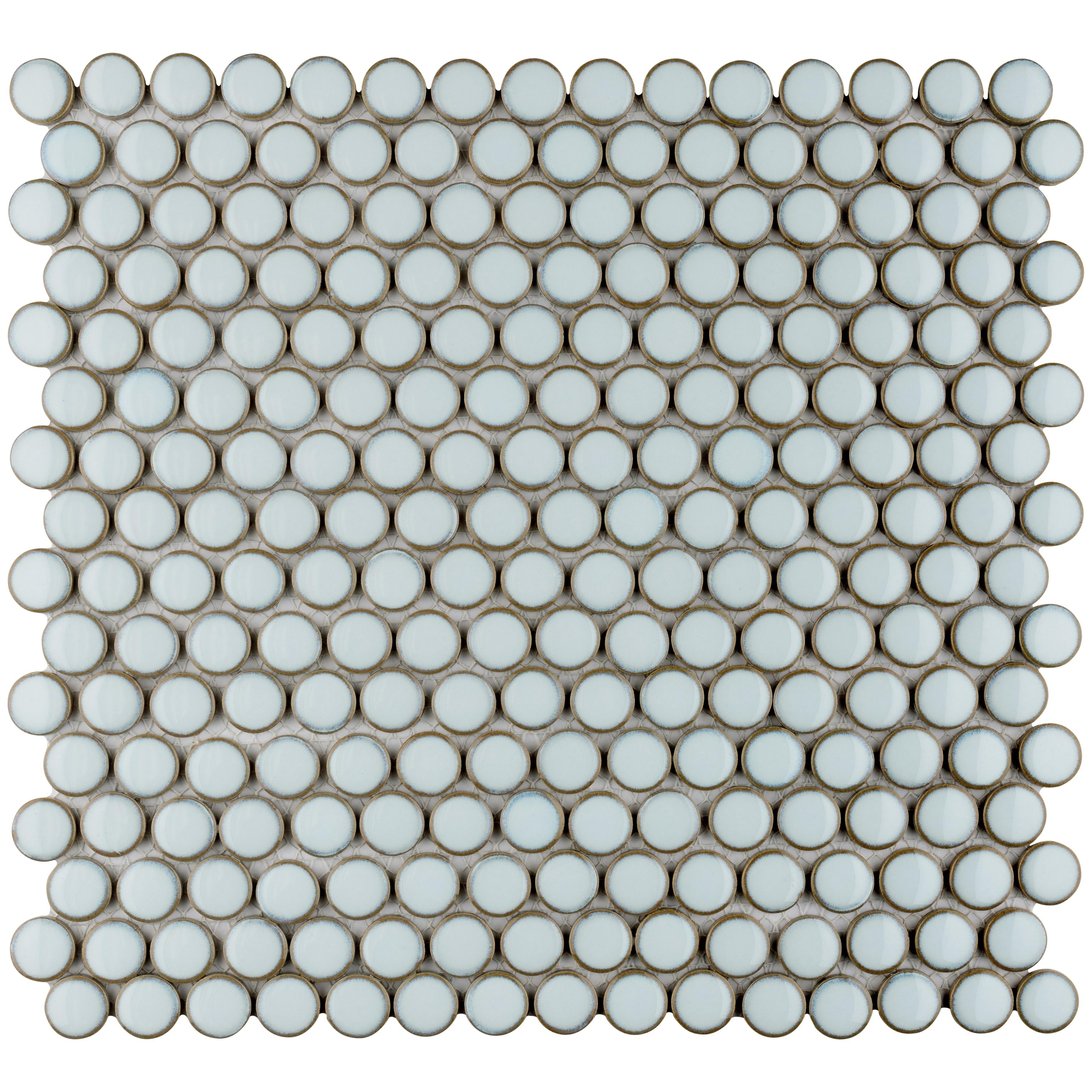 Somertile 12X12.625 Inch Penny Silk White Porcelain Mosaic Floor And Wall Tile 10 Tiles 10.2 Sqft.