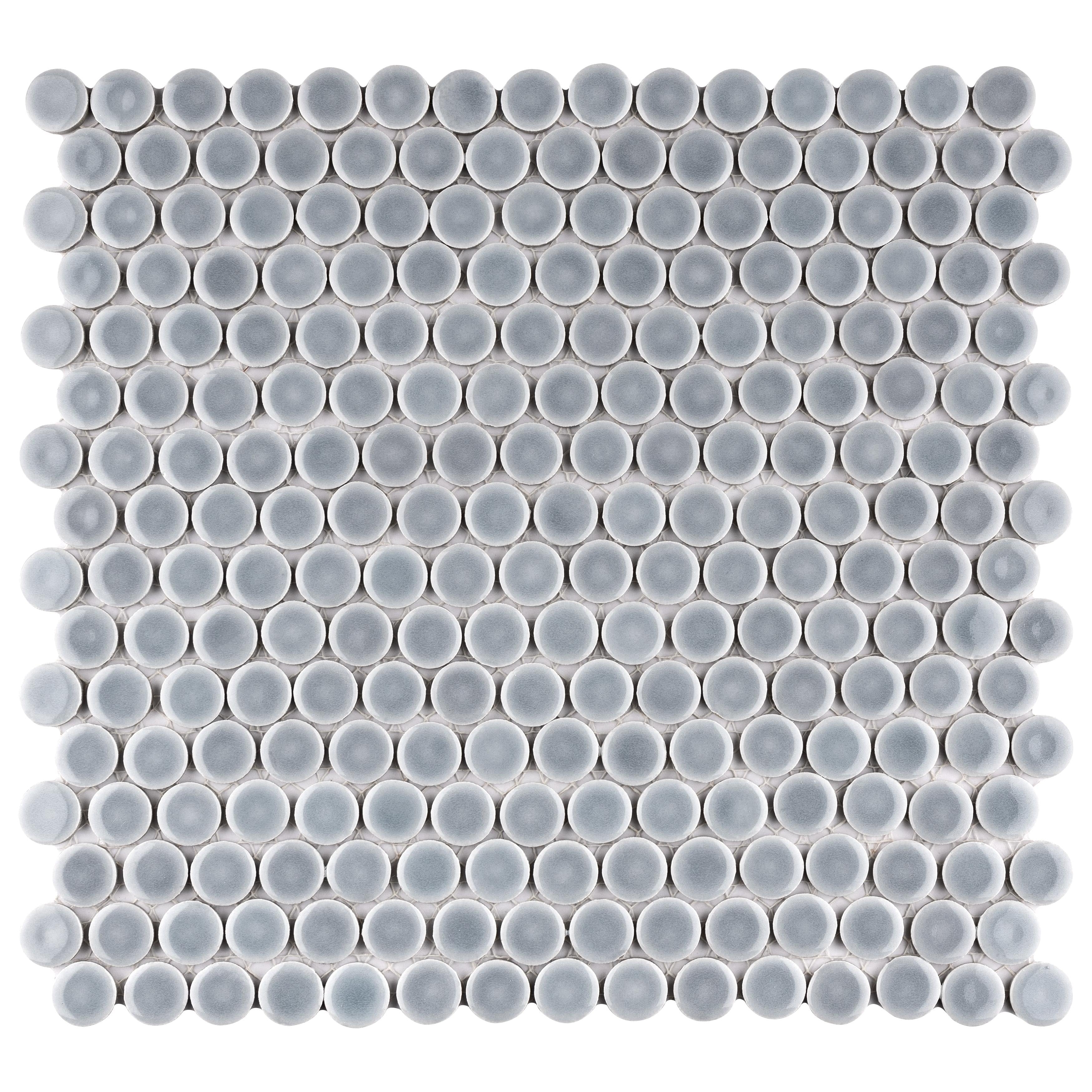 Somertile 12X12.625 Inch Penny Slate Porcelain Mosaic Floor And Wall Tile 10 Tiles 10.2 Sqft.