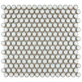 Somertile 12X12.625 Inch Penny Snowcap White Porcelain Mosaic Floor And Wall Tile 10 Tiles 10.2 Sqft.