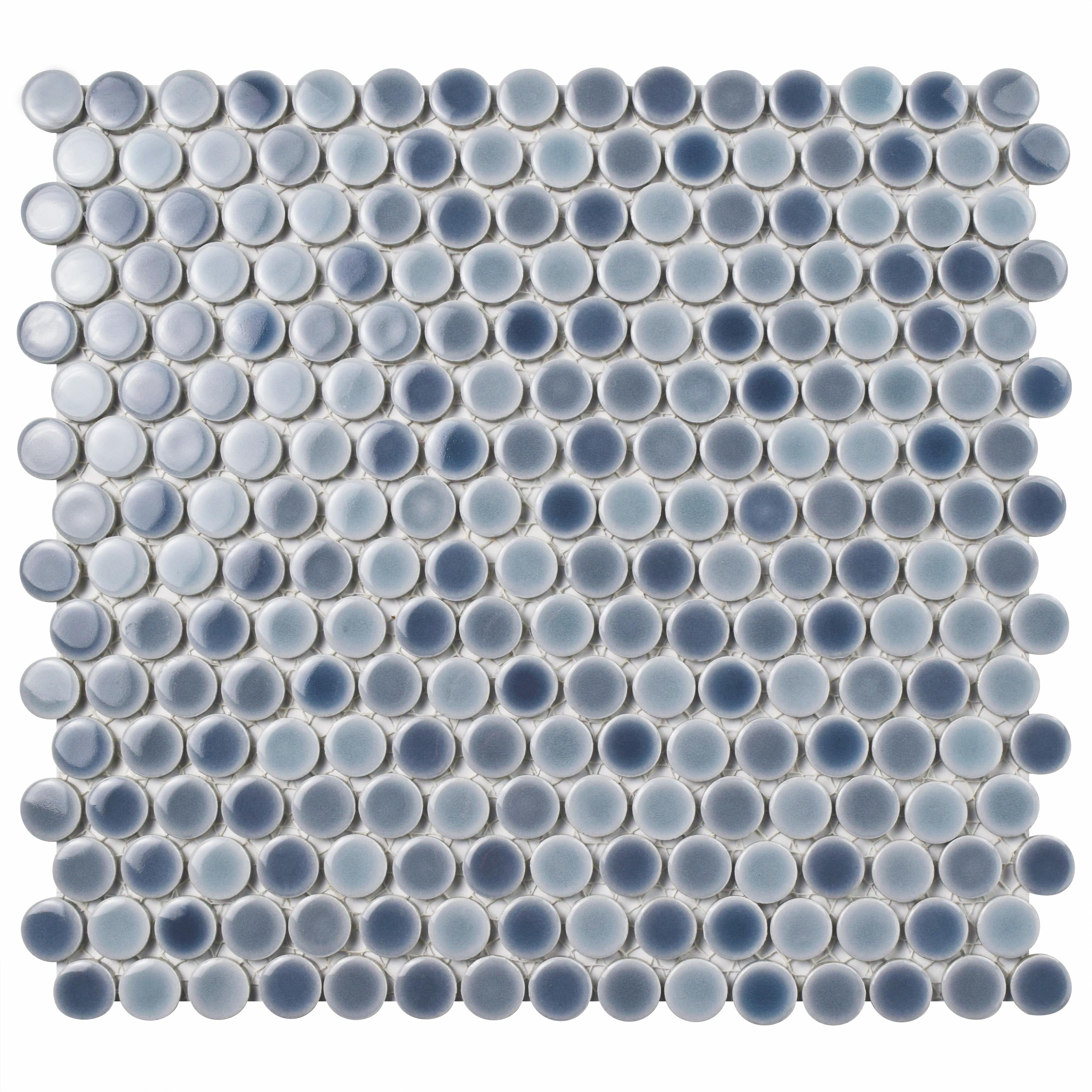 Somertile 12X12.625 Inch Penny Stillwater Porcelain Mosaic Floor And Wall Tile 10 Tiles 10.2 Sqft.