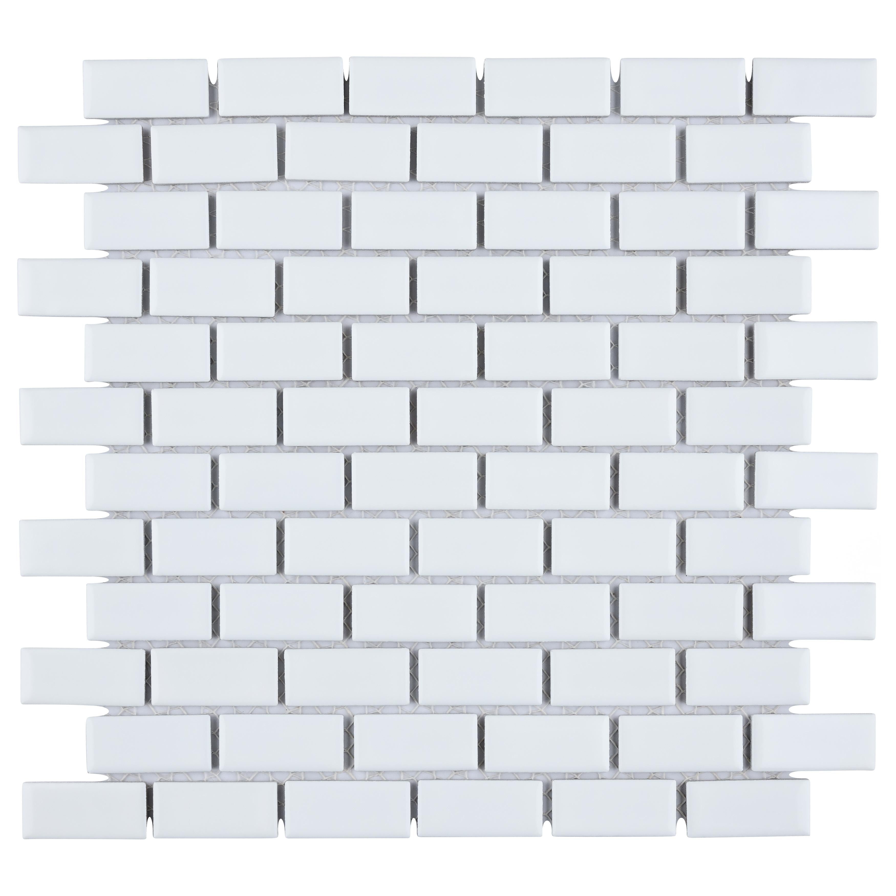 Somertile 11.875X12 Inch Zaharina Subway White Porcelain Mosaic Floor And Wall Tile 10 Tiles 9.9 Sqft.