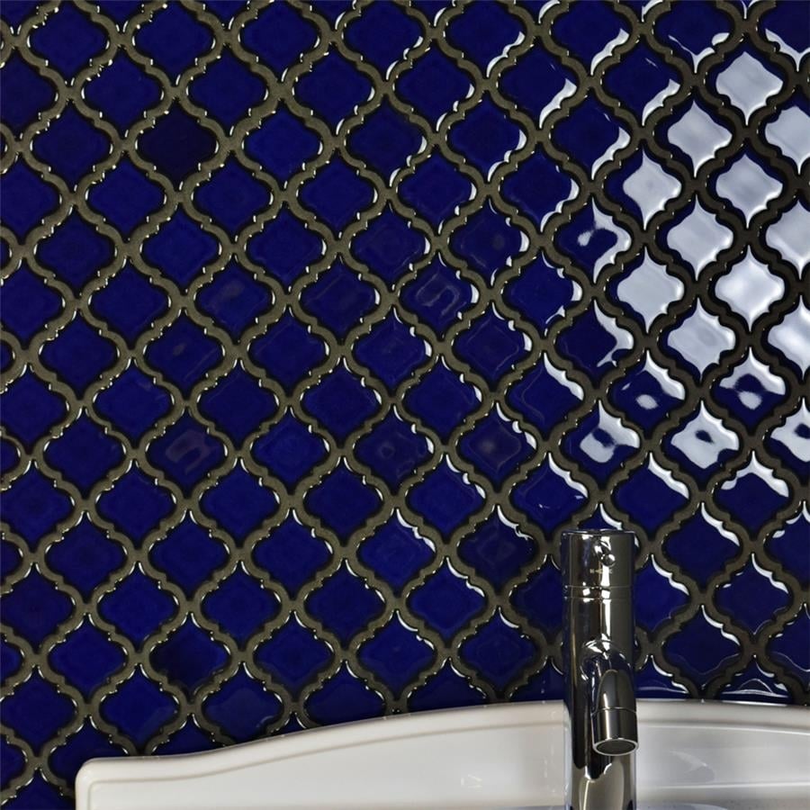 Somertile 12.375X12.5 Inch Antaeus Blue Eye Porcelain Mosaic Floor And Wall Tile 10 Tiles 10.7 Sqft.