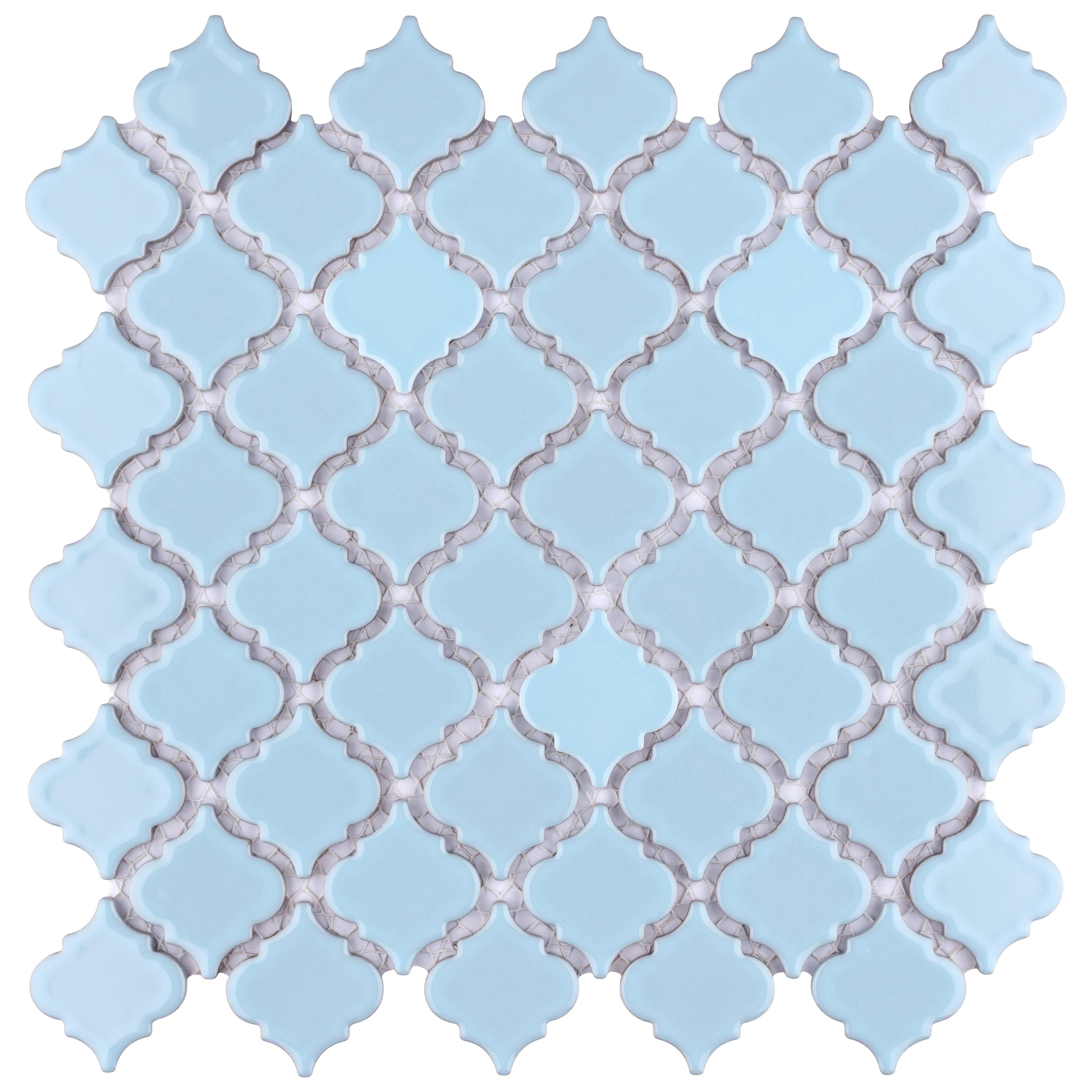 Somertile 12.375X12.5 Inch Antaeus Cashmere Blue Porcelain Mosaic Floor And Wall Tile 10 Tiles 10.7 Sqft.