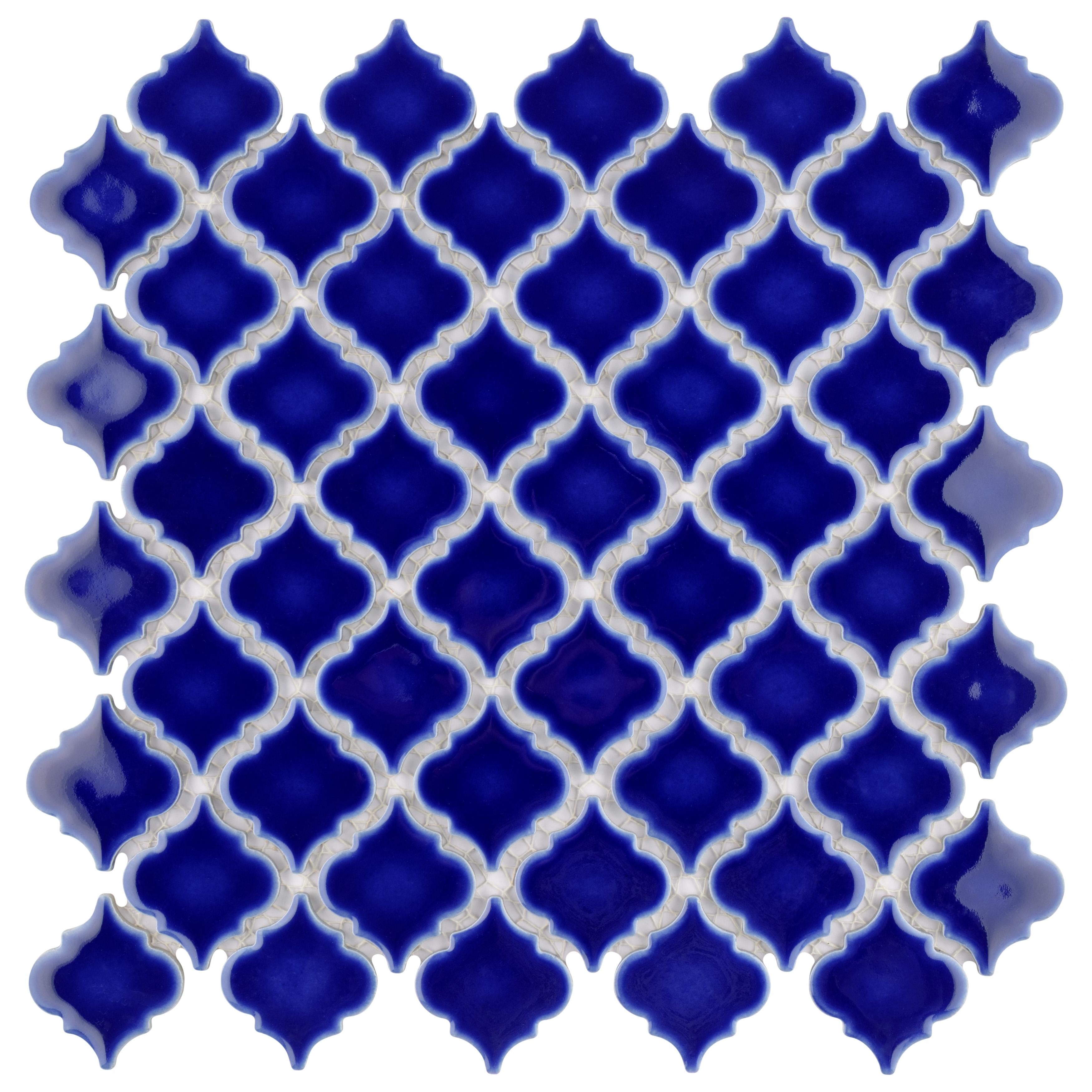 Somertile 12.375X12.5 Inch Antaeus Cobalt Blue Porcelain Mosaic Floor And Wall Tile 10 Tiles 10.7 Sqft.