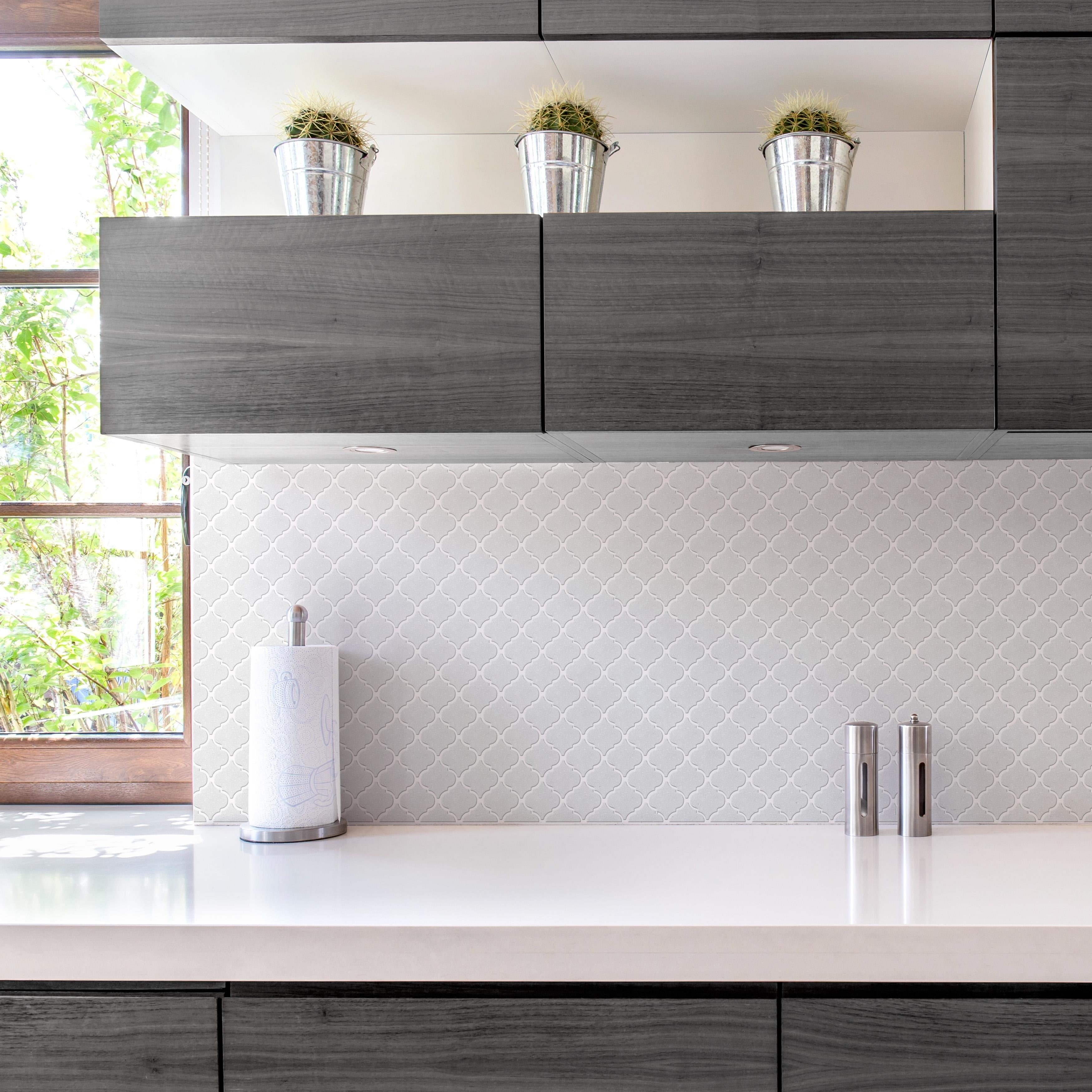 Somertile 12.375X12.5 Inch Antaeus Scholar White Porcelain Mosaic Floor And Wall Tile 10 Tiles 10.7 Sqft.