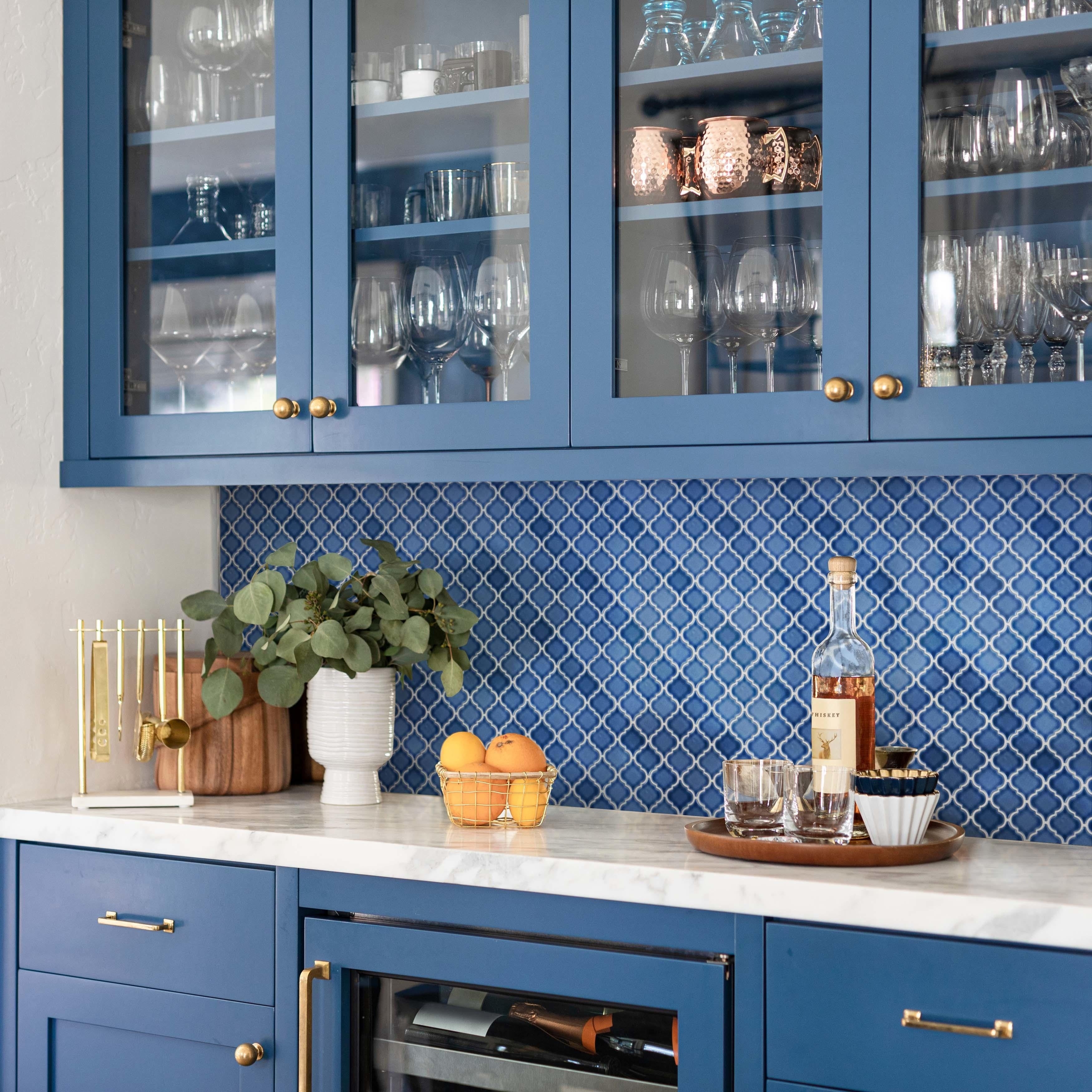 Somertile 12.375X12.5 Inch Antaeus Denim Blue Porcelain Mosaic Floor And Wall Tile 10 Tiles 10.7 Sqft.