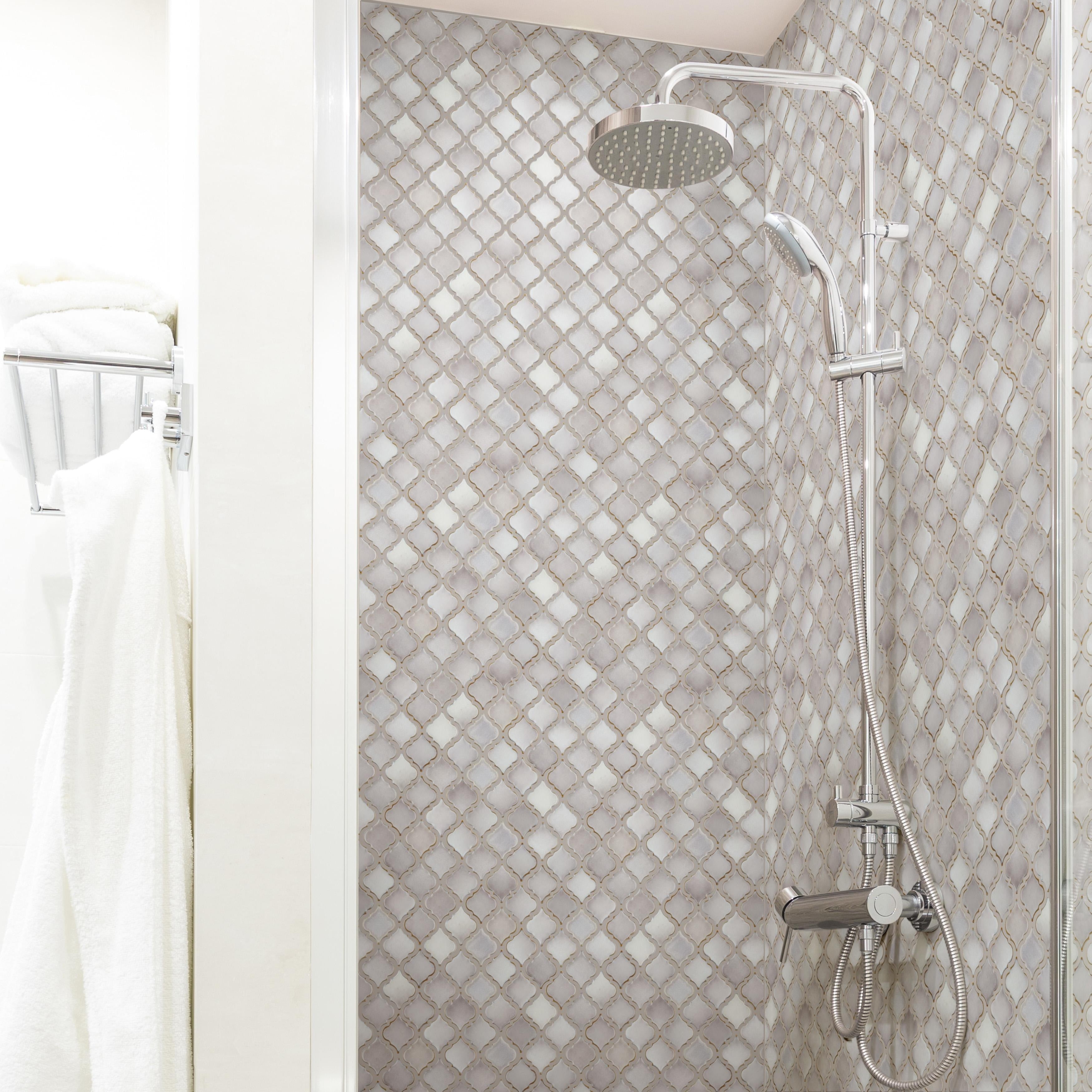 Somertile 12.375X12.5 Inch Antaeus Dove Porcelain Mosaic Floor And Wall Tile 10 Tiles 10.7 Sqft.