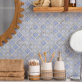 Somertile 12.375X12.5 Inch Antaeus Frost Blue Porcelain Mosaic Floor And Wall Tile 10 Tiles 10.7 Sqft.