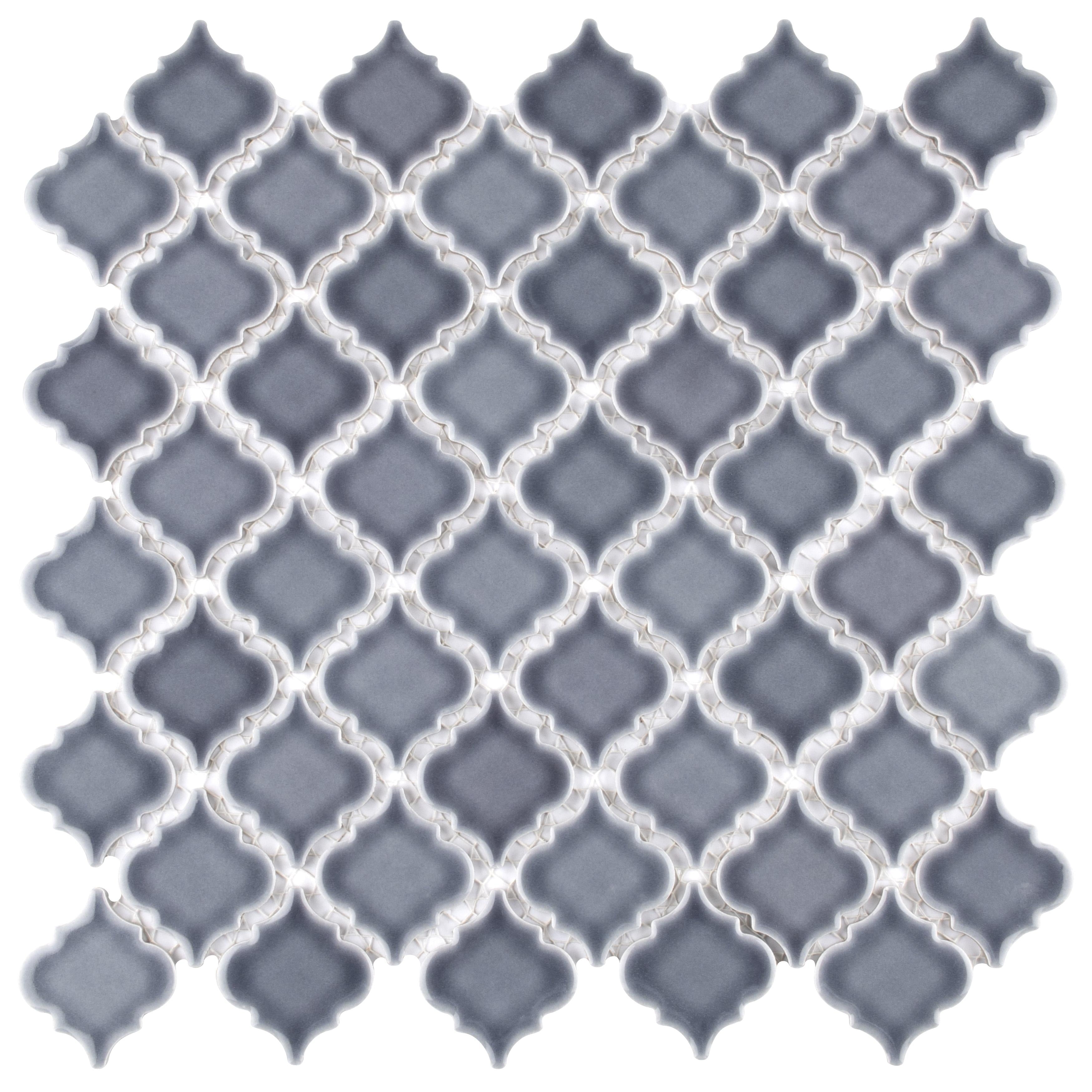 Somertile 12.375X12.5 Inch Antaeus Imperial Grey Porcelain Mosaic Floor And Wall Tile 10 Case 10.7 Sqft.