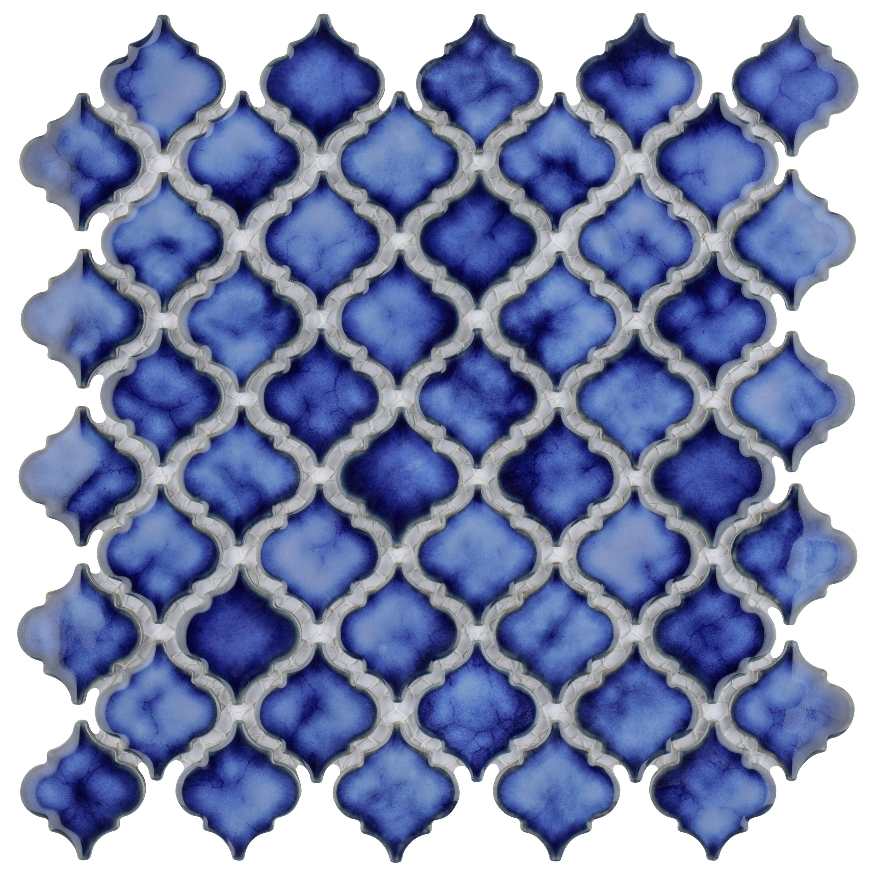 Somertile 12.375X12.5 Inch Antaeus Sapphire Porcelain Mosaic Floor And Wall Tile 10 Tiles 10.7 Sqft.