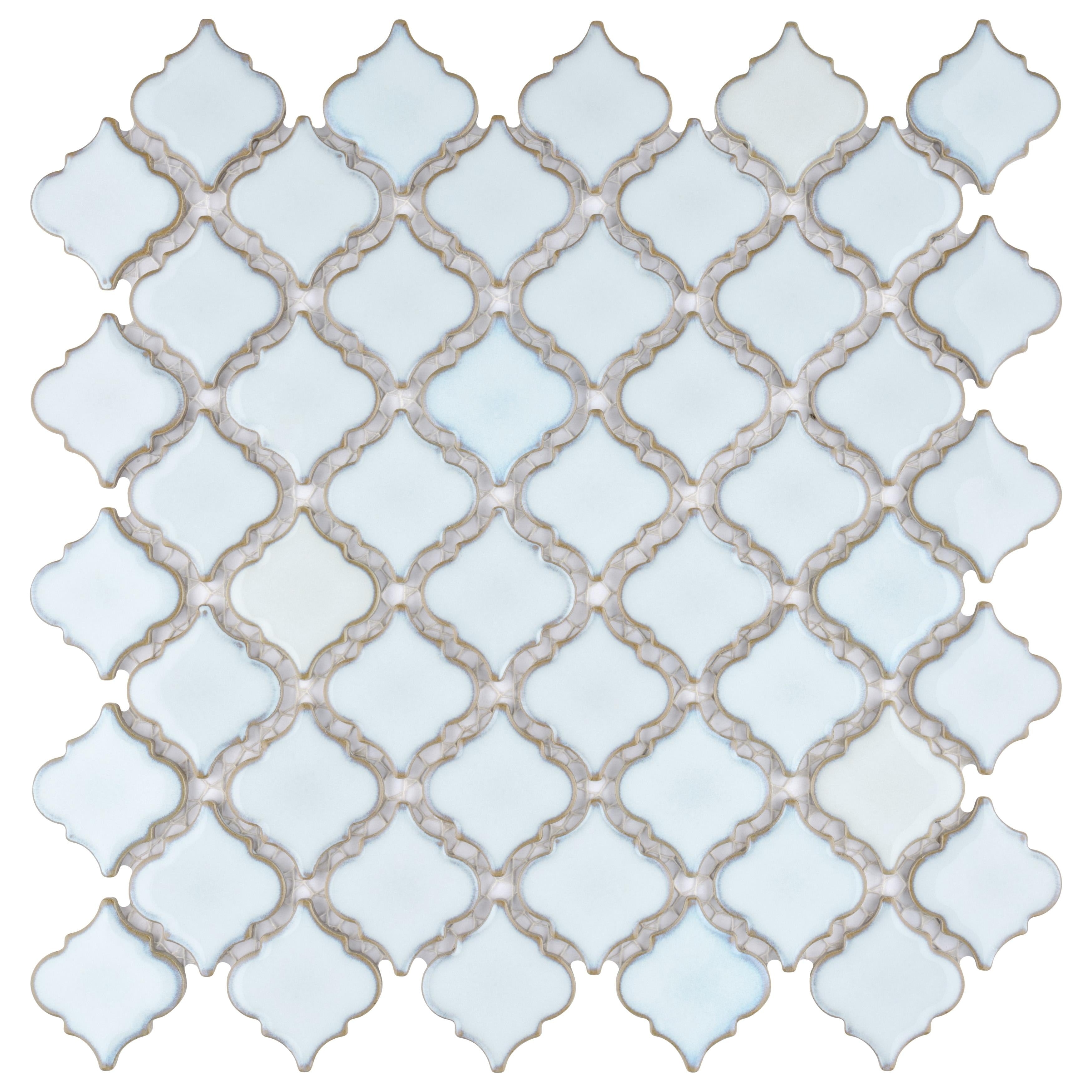 Somertile 12.375X12.5 Inch Antaeus Silk White Porcelain Mosaic Floor And Wall Tile 10 Tiles 10.7 Sqft.