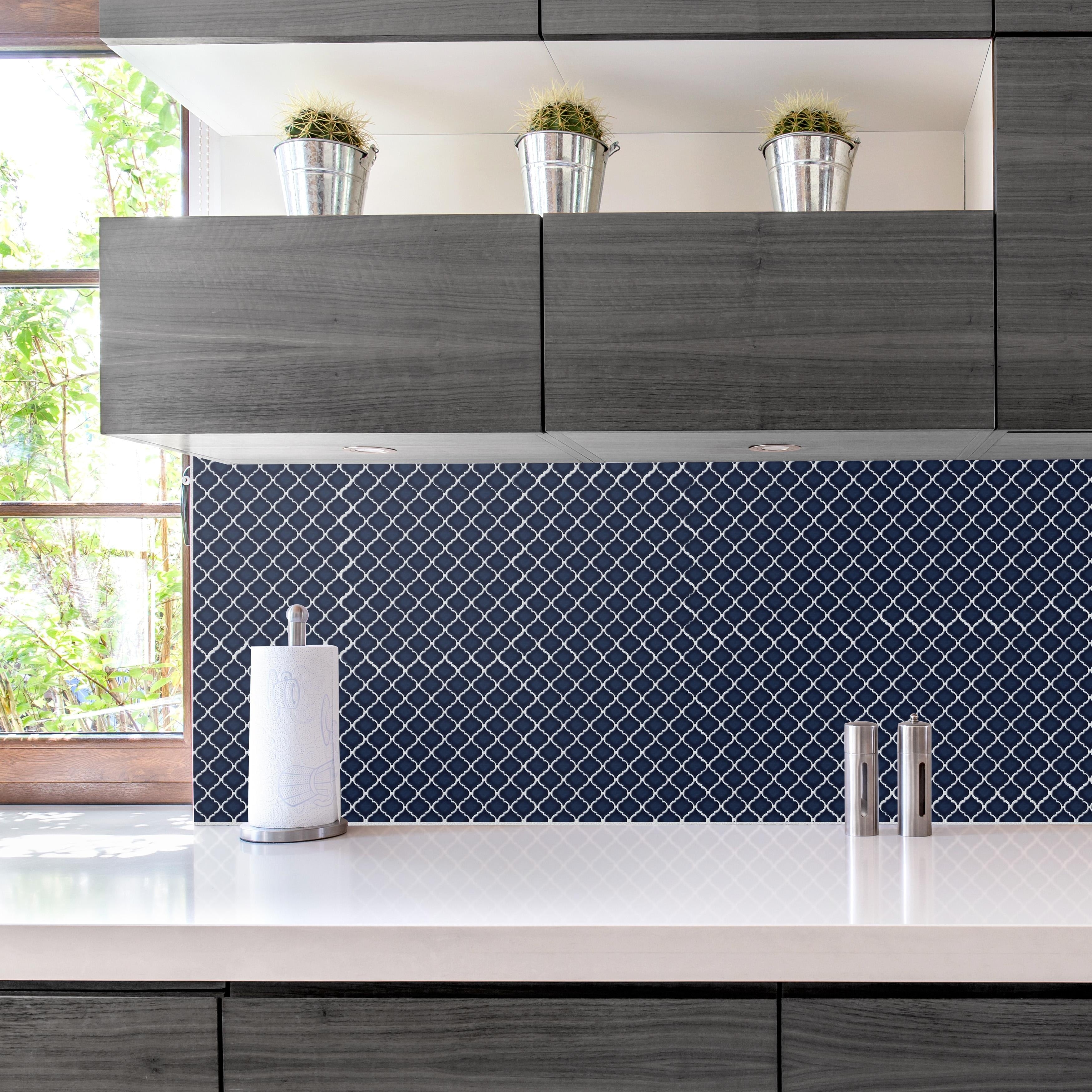 Somertile 12.375X12.5 Inch Antaeus Smoky Blue Porcelain Mosaic Floor And Wall Tile 10 Tiles 10.7 Sqft.