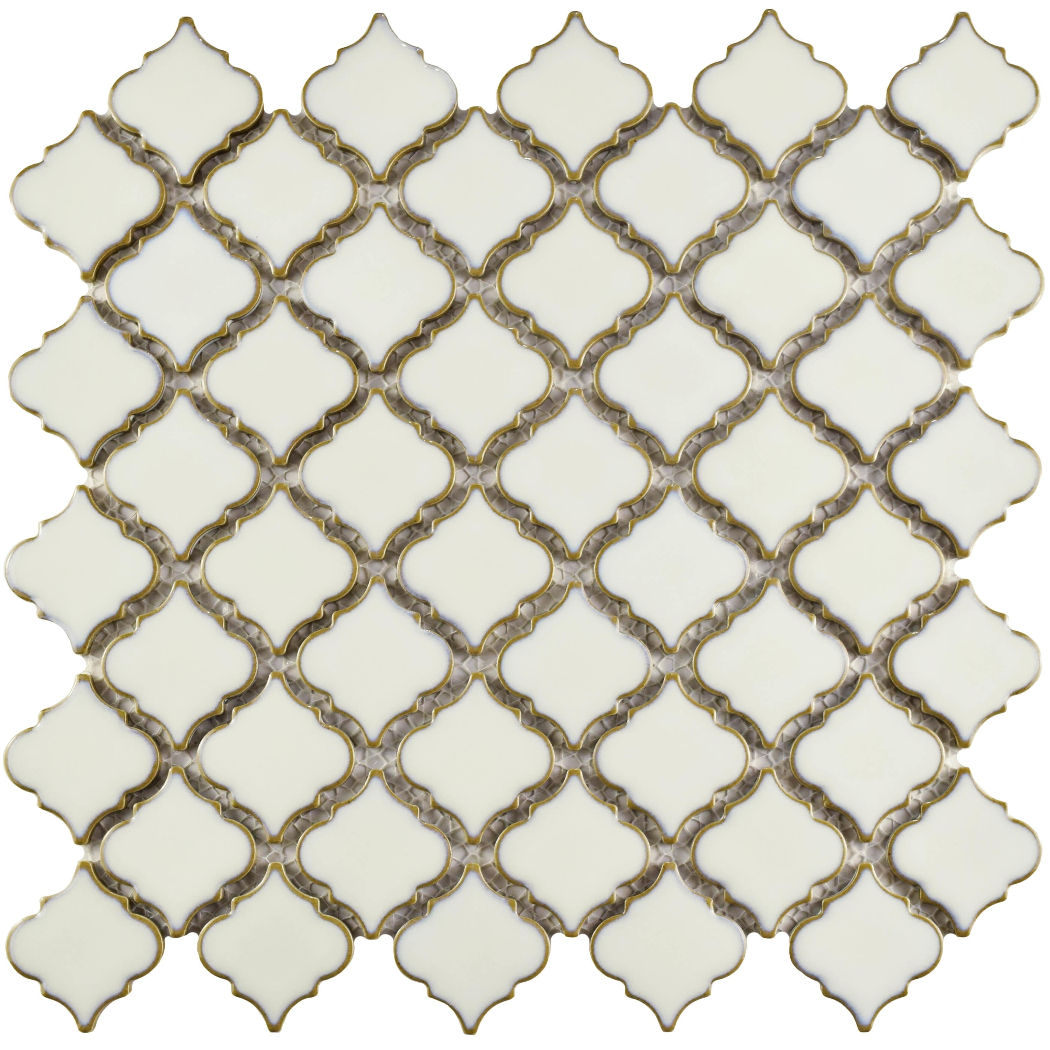 Somertile 12.375X12.5 Inch Antaeus Snowcap White Porcelain Mosaic Floor And Wall Tile 10 Tiles 10.7 Sqft.