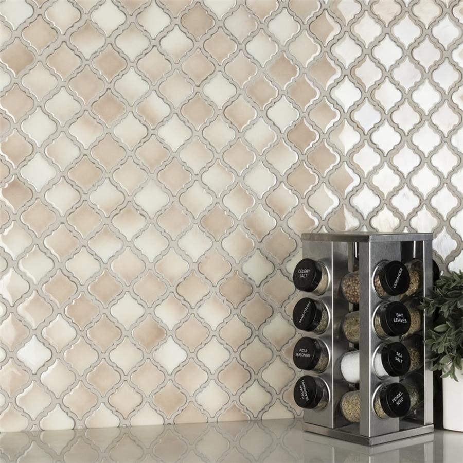 Somertile 12.375X12.5 Inch Antaeus Truffle Porcelain Mosaic Floor And Wall Tile 10 Tiles 10.7 Sqft