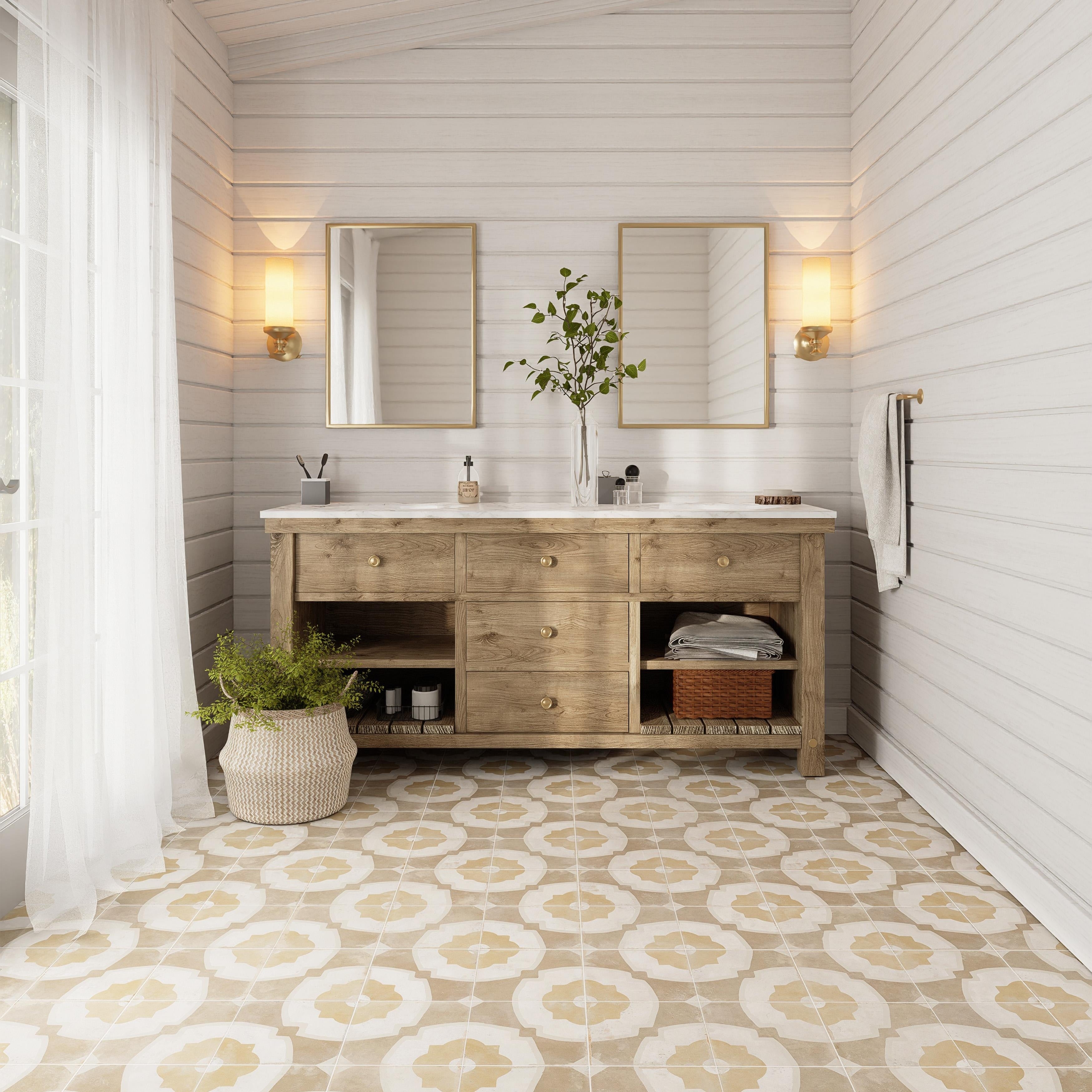 Merola Tile Kings Farfalla Mustard 17 5 8 X 17 5 8 Ceramic Floor And Wall Tile Case 5 Tiles