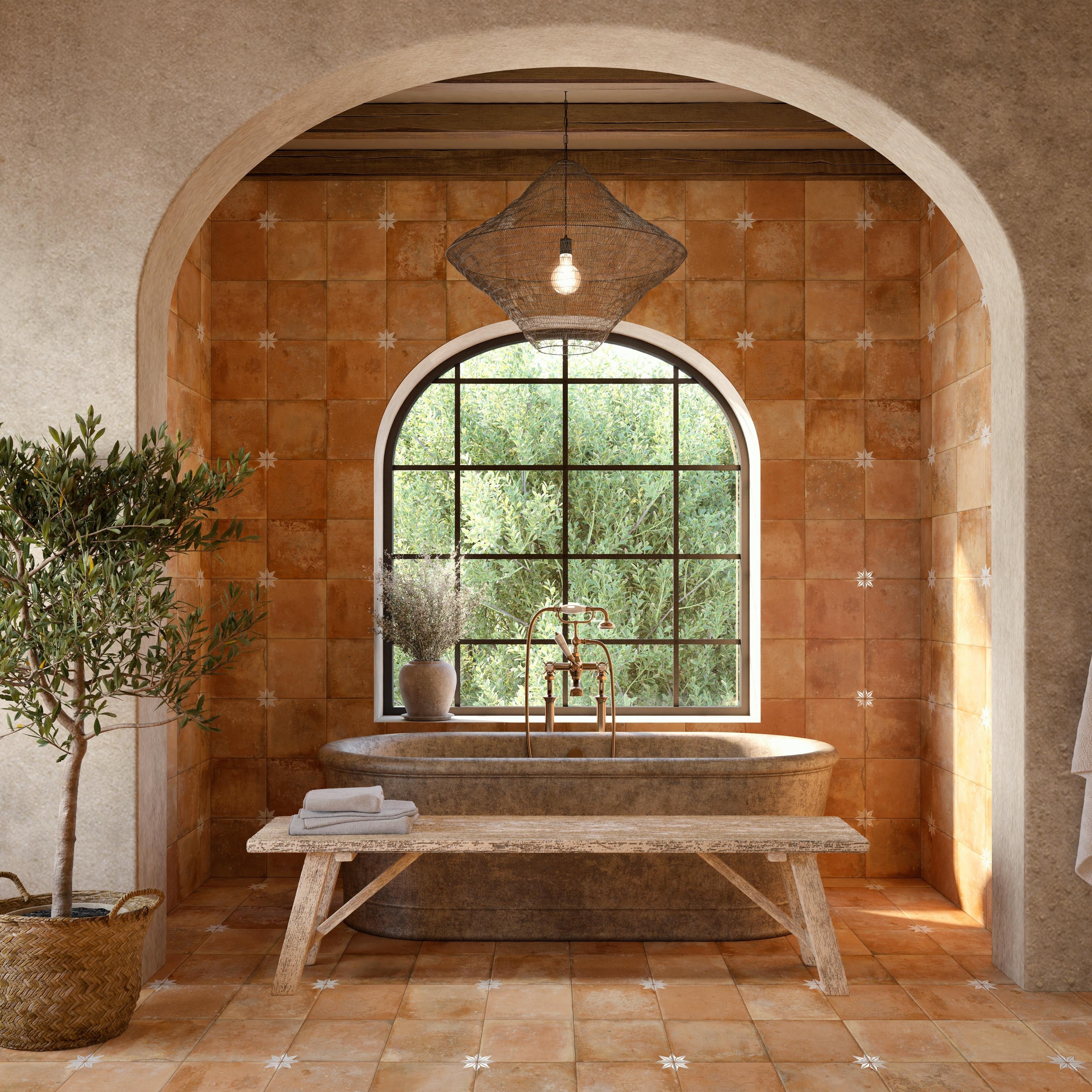 Merola Tile Kings Nonna With White Star 17 7 8 X 17 7 8 Porcelain Floor And Wall Tile