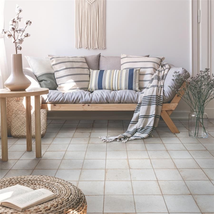Somertile Kings Roots Distressed White 17.75X17.75 Inch Ceramic Floor And Wall Tile 5 Tiles 11 Sqft. Case