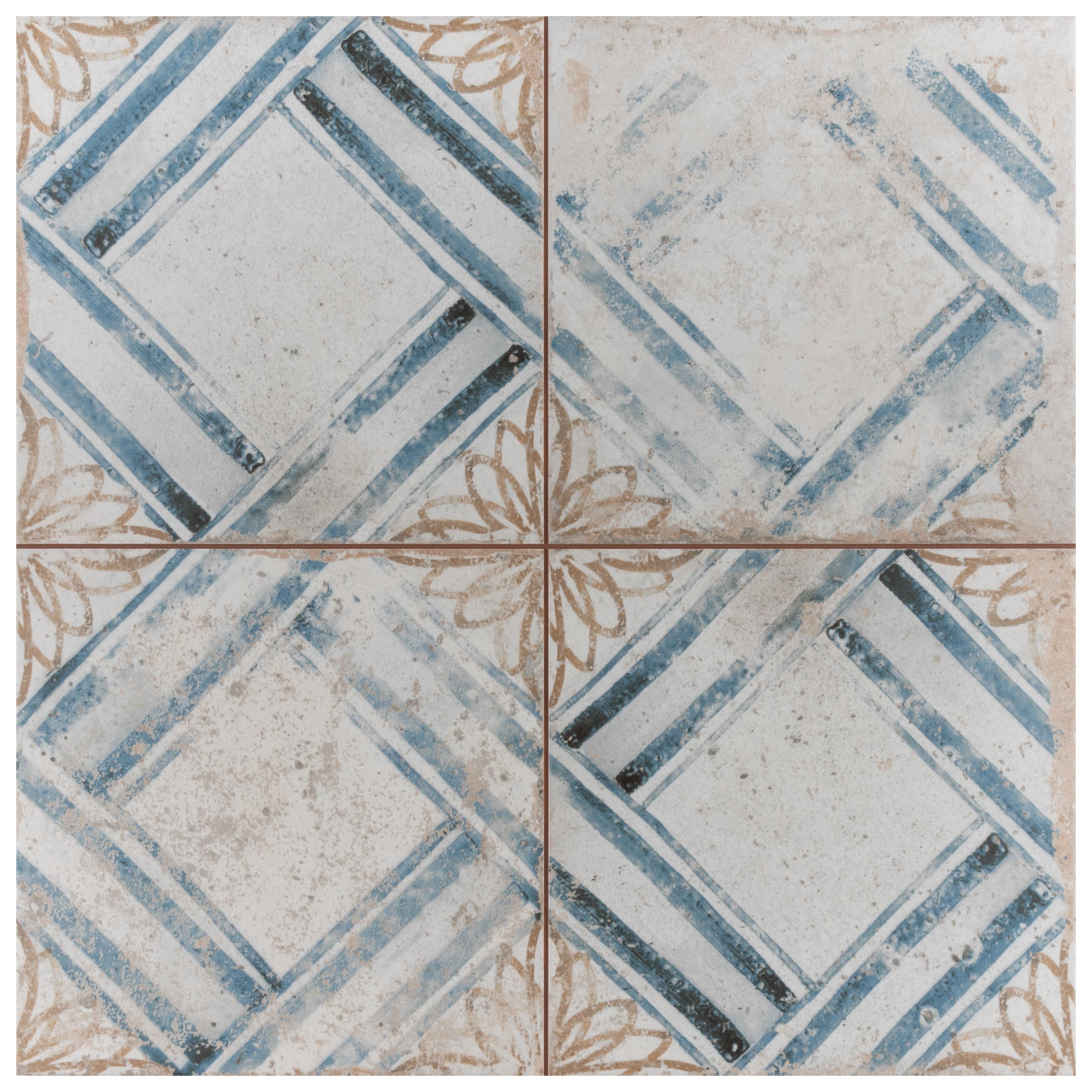 Somertile Kings Root Lattice 17.75X17.75 Inch Ceramic Floor And Wall Tile 5 Tiles 11.02 Sqft. Case