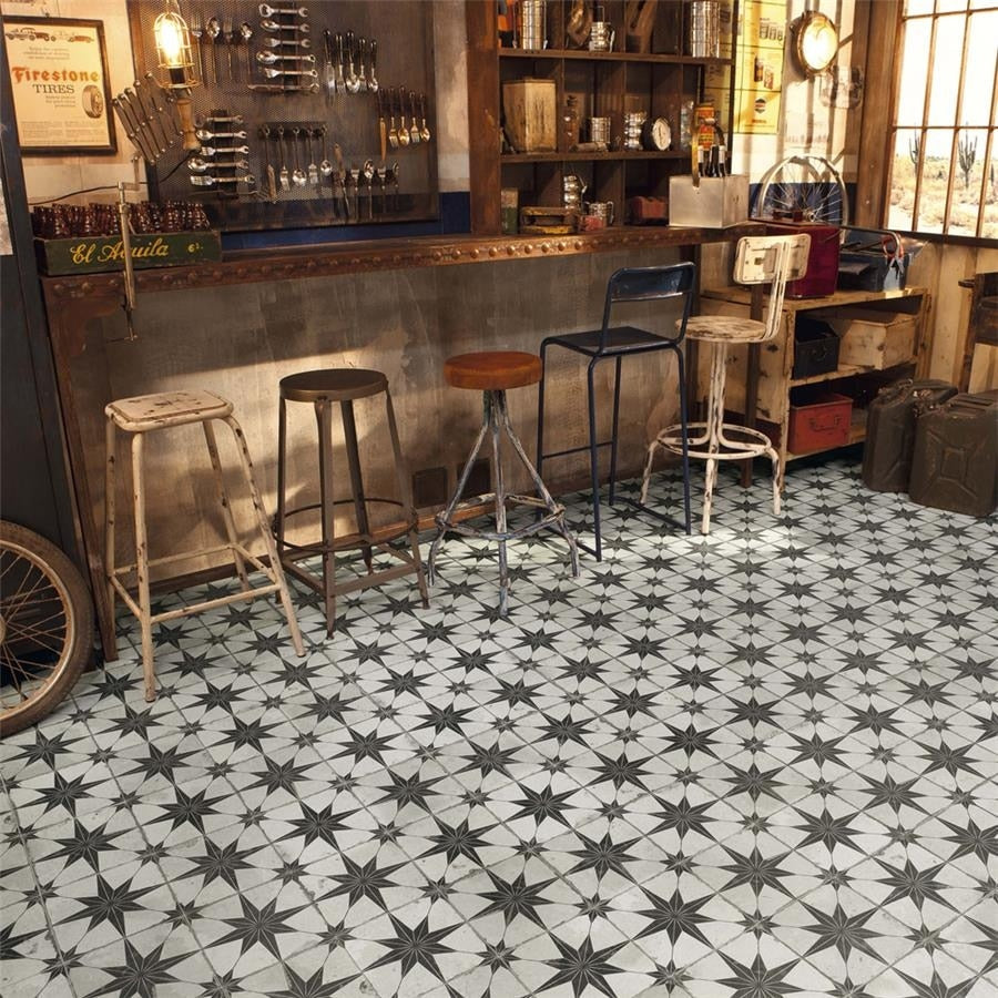 Somertile 17.63X17.63 Inch Royals Estrella Nero Ceramic Floor And Wall Tile 11.02 Sqft. Case
