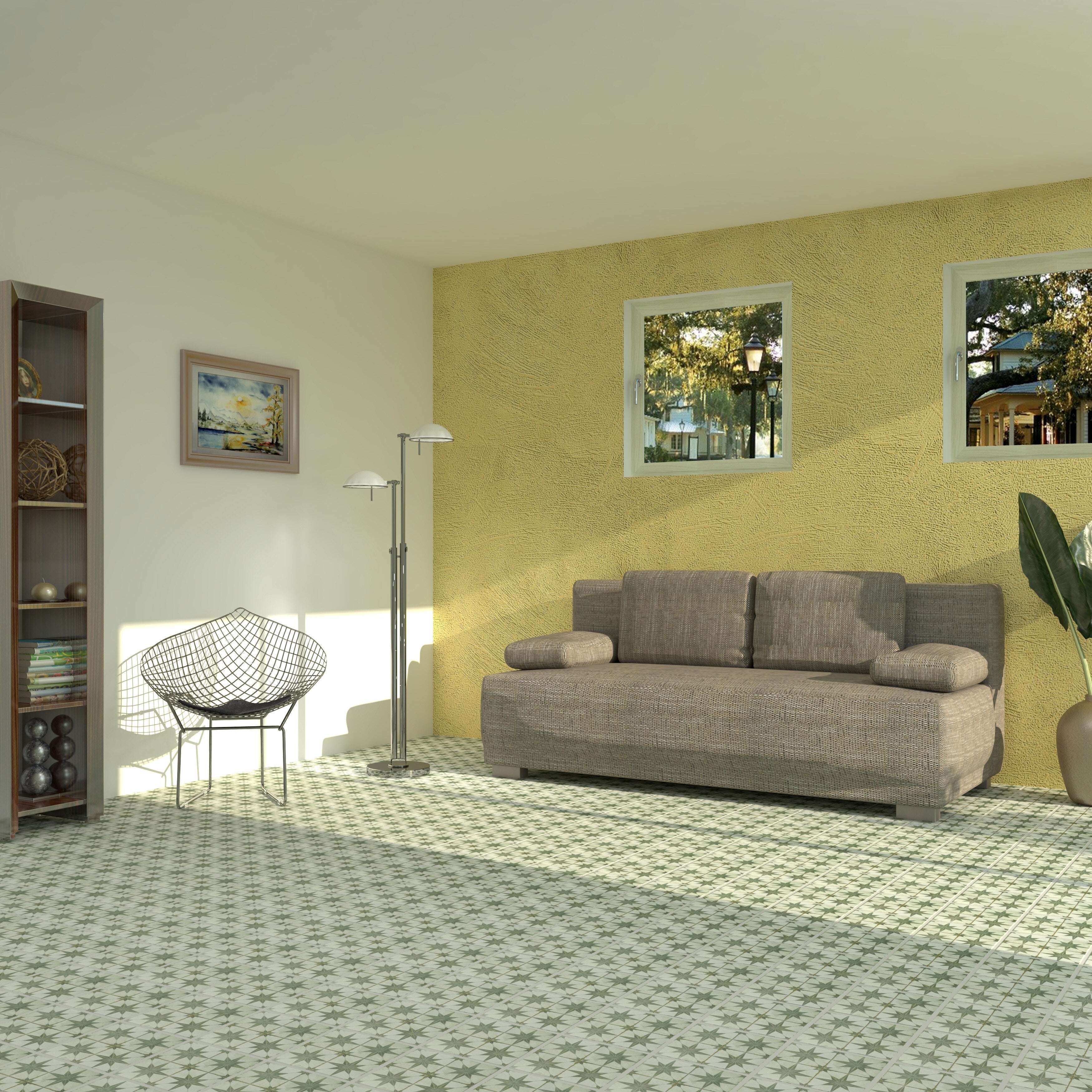 Somertile 17.625X17.625 Inch Royals Estrella Sage Ceramic Floor And Wall Tile 5 Tiles 11.02 Sqft.