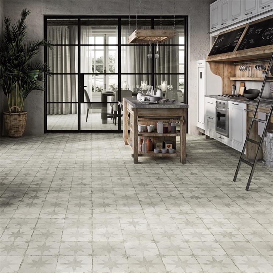 Somertile Royals Estrella White 17 5 8 In. X17 5 8 In. X 11Mm Ceramic Floor And Wall Tile 5 Tiles 11.02 Sqft.