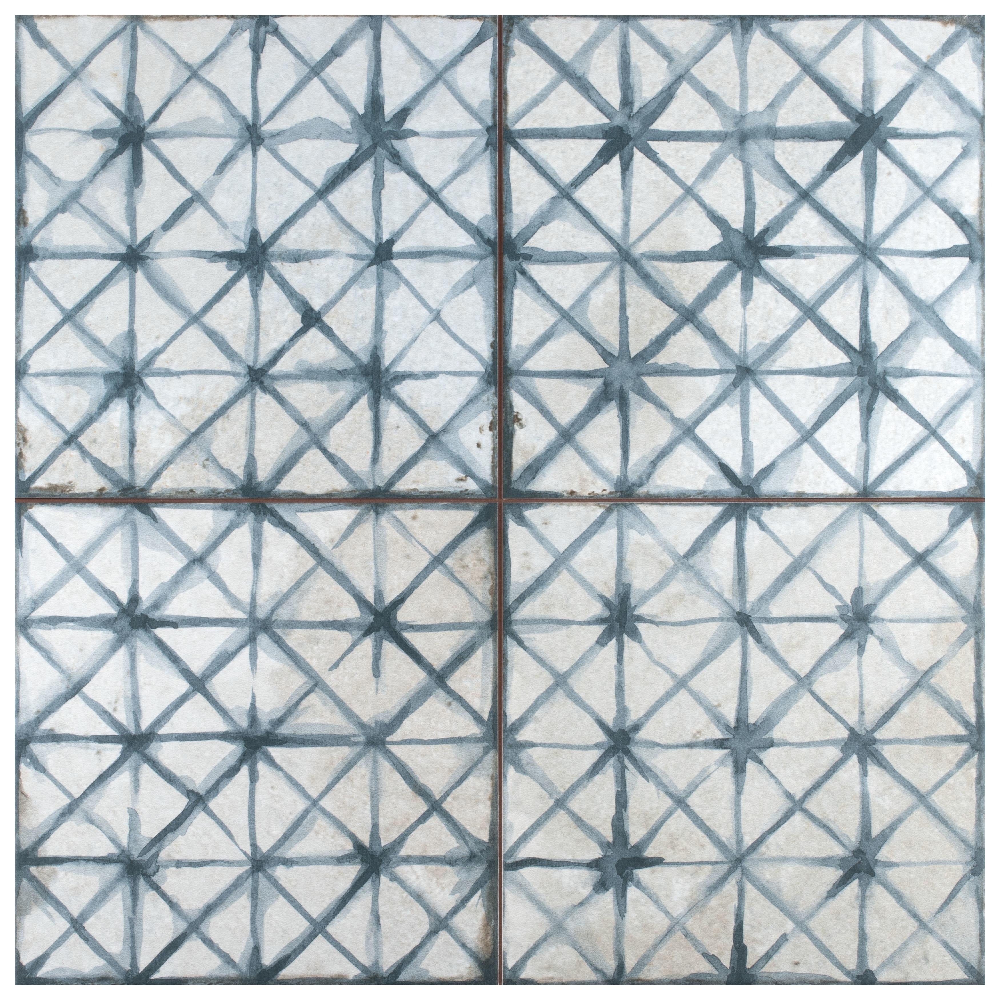 Somertile 17.625X17.625 Inch Royals Cathedral Blue Ceramic Floor And Wall Tile 5 Tiles 11.02 Sqft.