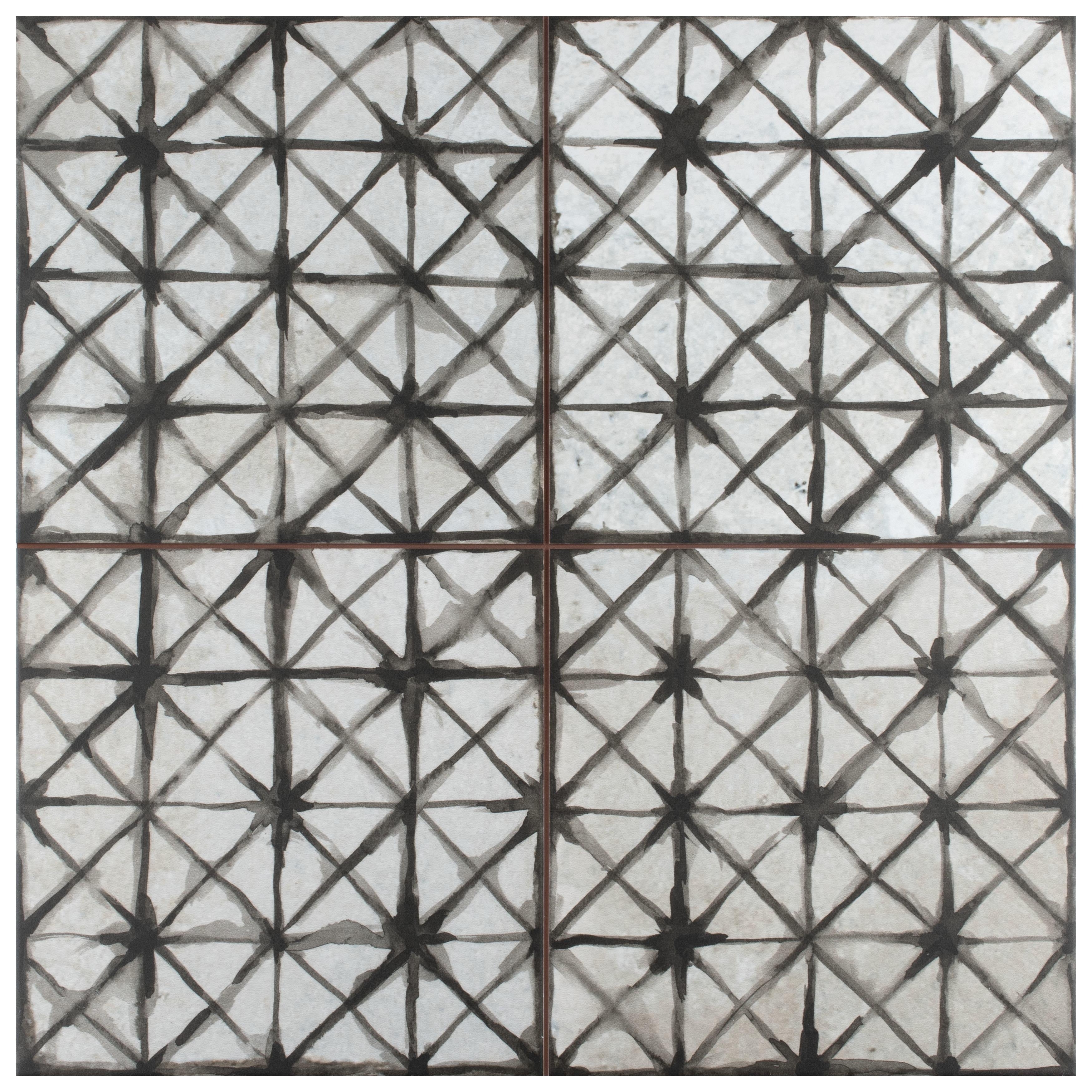 Somertile 17.625X17.625 Inch Royals Cathedral Nero Ceramic Floor And Wall Tile 5 Tiles 11.02 Sqft.