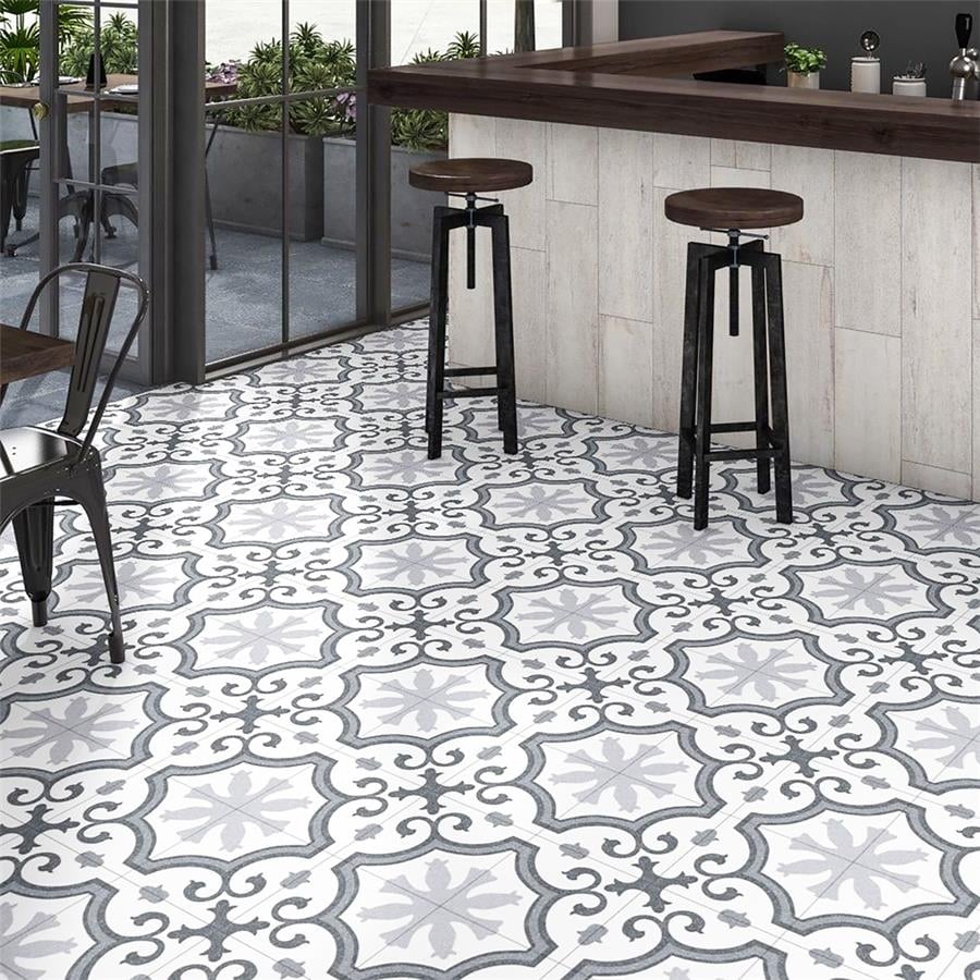 Somertile 9.75X9.75 Inch Garrone Grey Porcelain Floor And Wall Tile 16 Tiles 10.76 Sqft.