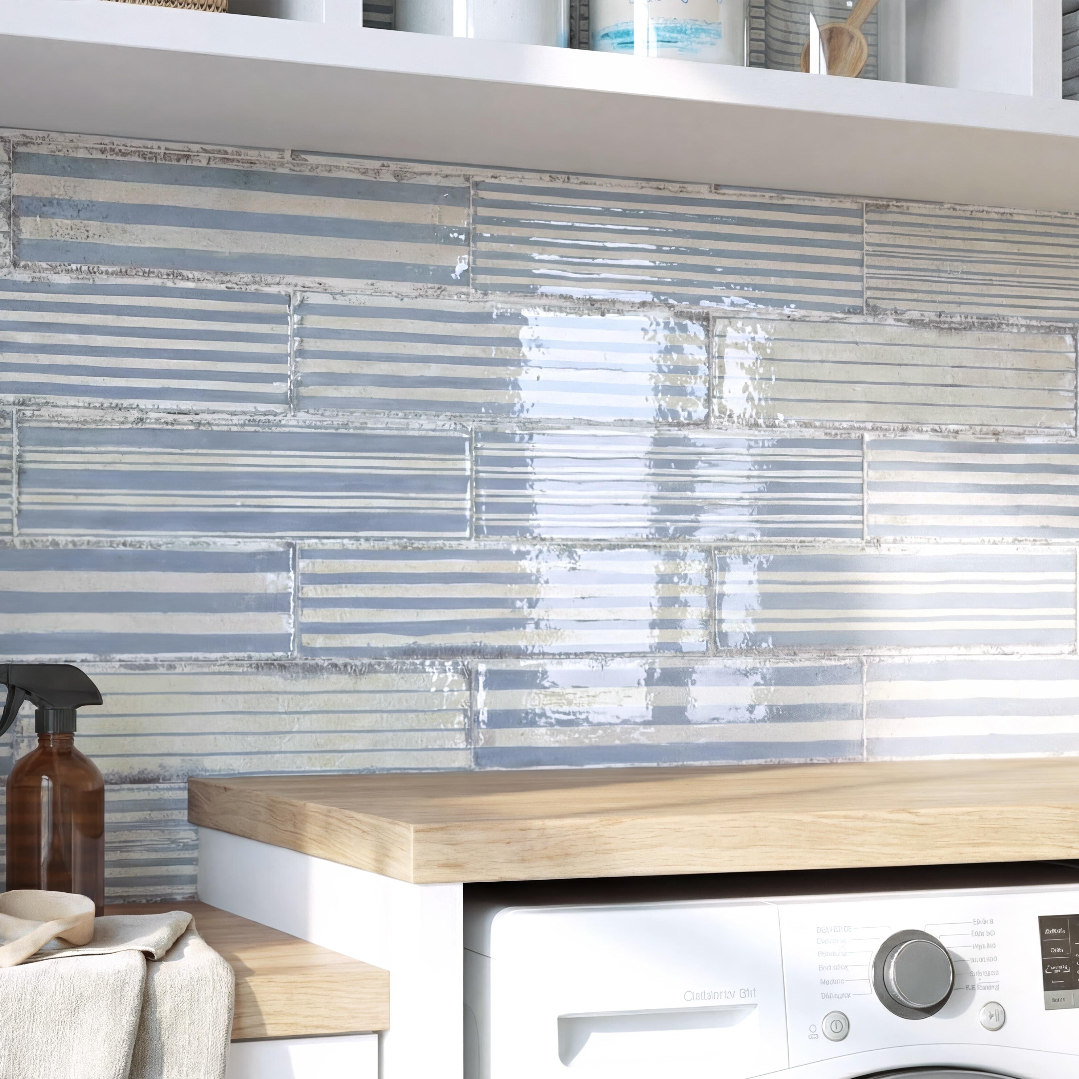 Merola Tile Luca Stria Gio With Antimicrobial Glaze 3 1 8 X 12 3 8 Ceramic Wall Tile