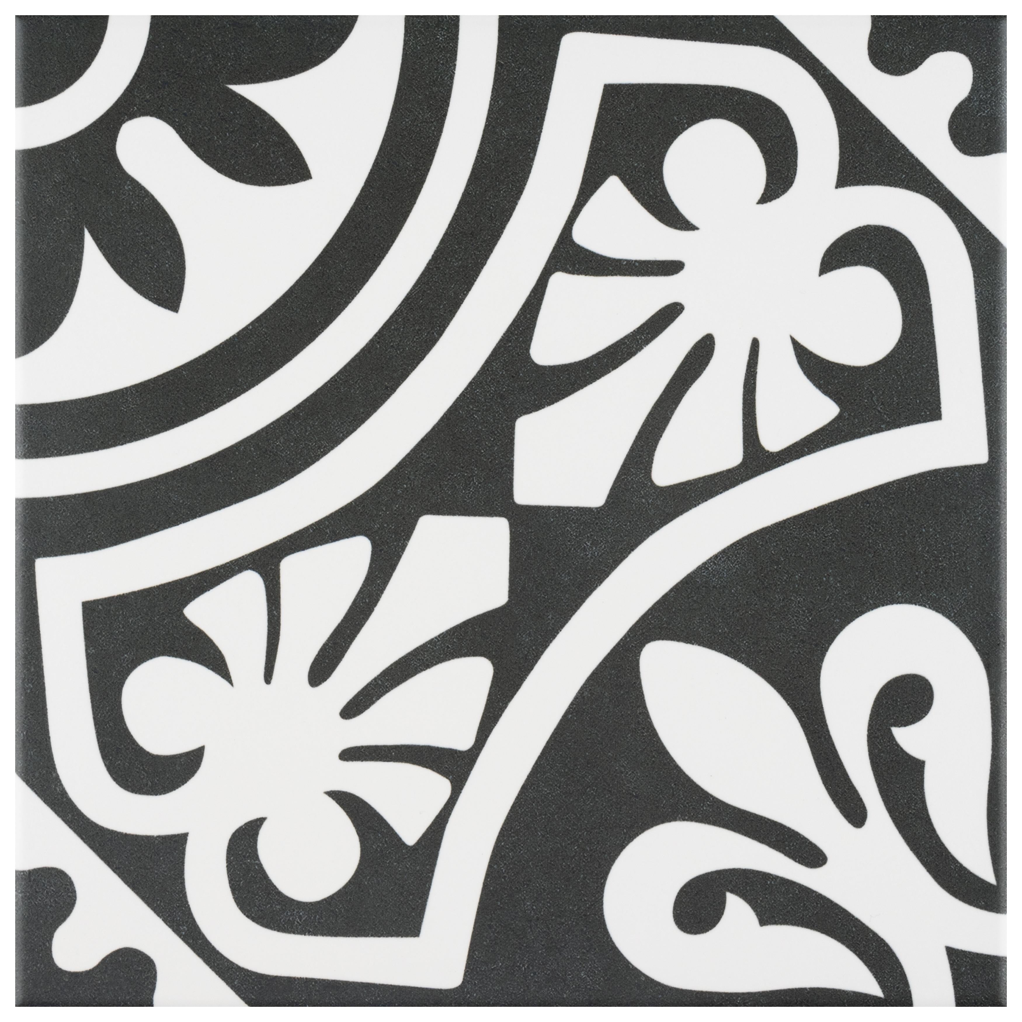 Somertile 9.75X9.75 Inch Mali Tiena Black Porcelain Floor And Wall Tile 16 Tiles 10.76 Sqft.
