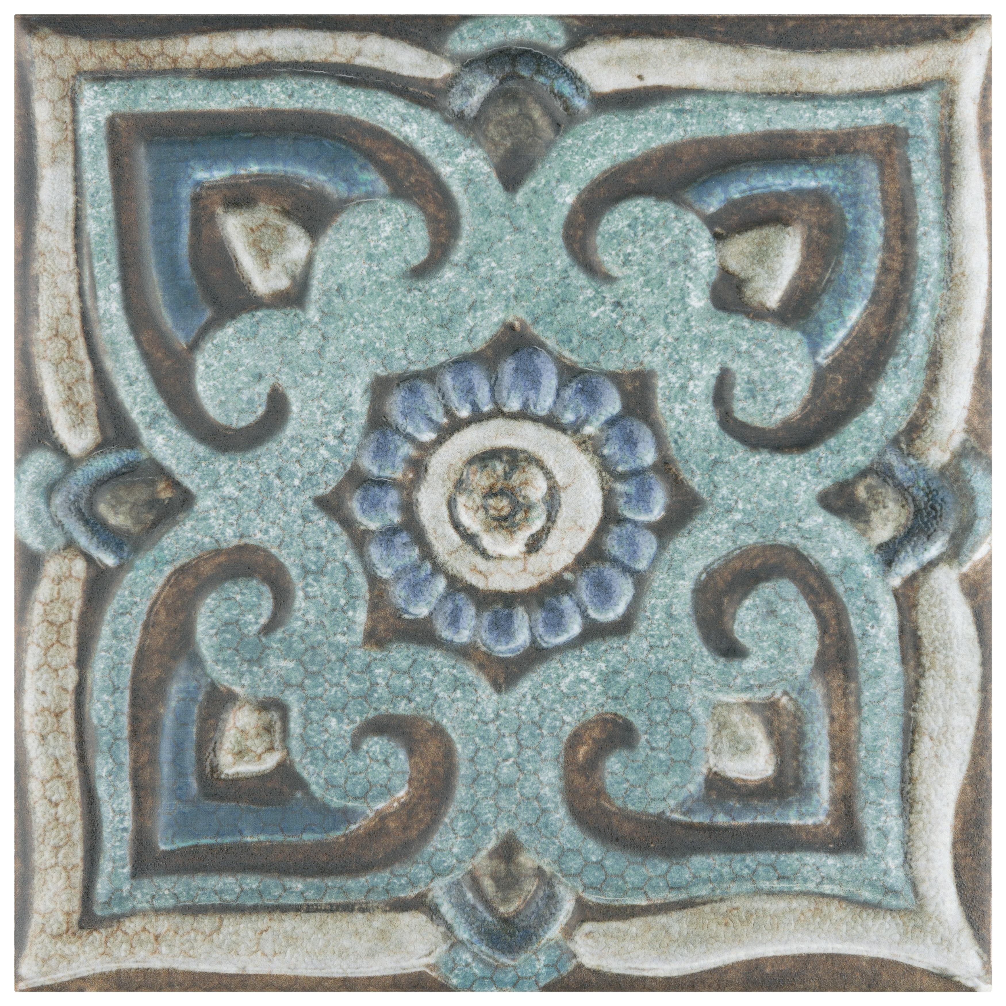 Somertile 7.875X7.875 Inch Aureole Decor Mix Ceramic Wall Tile. 25 Tiles 11.29 Sqft.