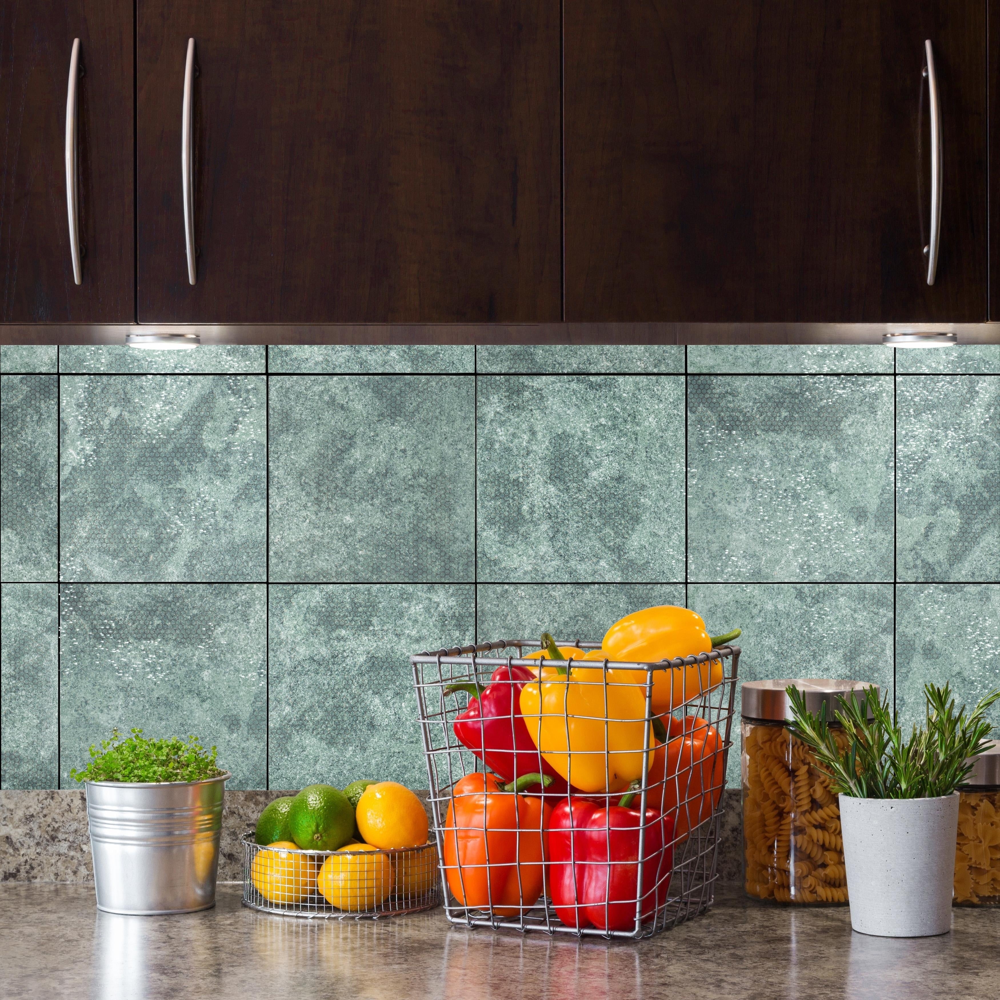 Somertile 7.875X7.875 Inch Aureole Sea Green Ceramic Wall Tile. 25 Tiles 11.29 Sqft.