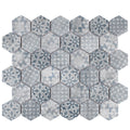 Somertile 11.125 X 12.625 Inch Medley Hex Slate Blue Porcelain Mosaic Floor And Wall Tile 10 Tiles 9.96 Sqft.
