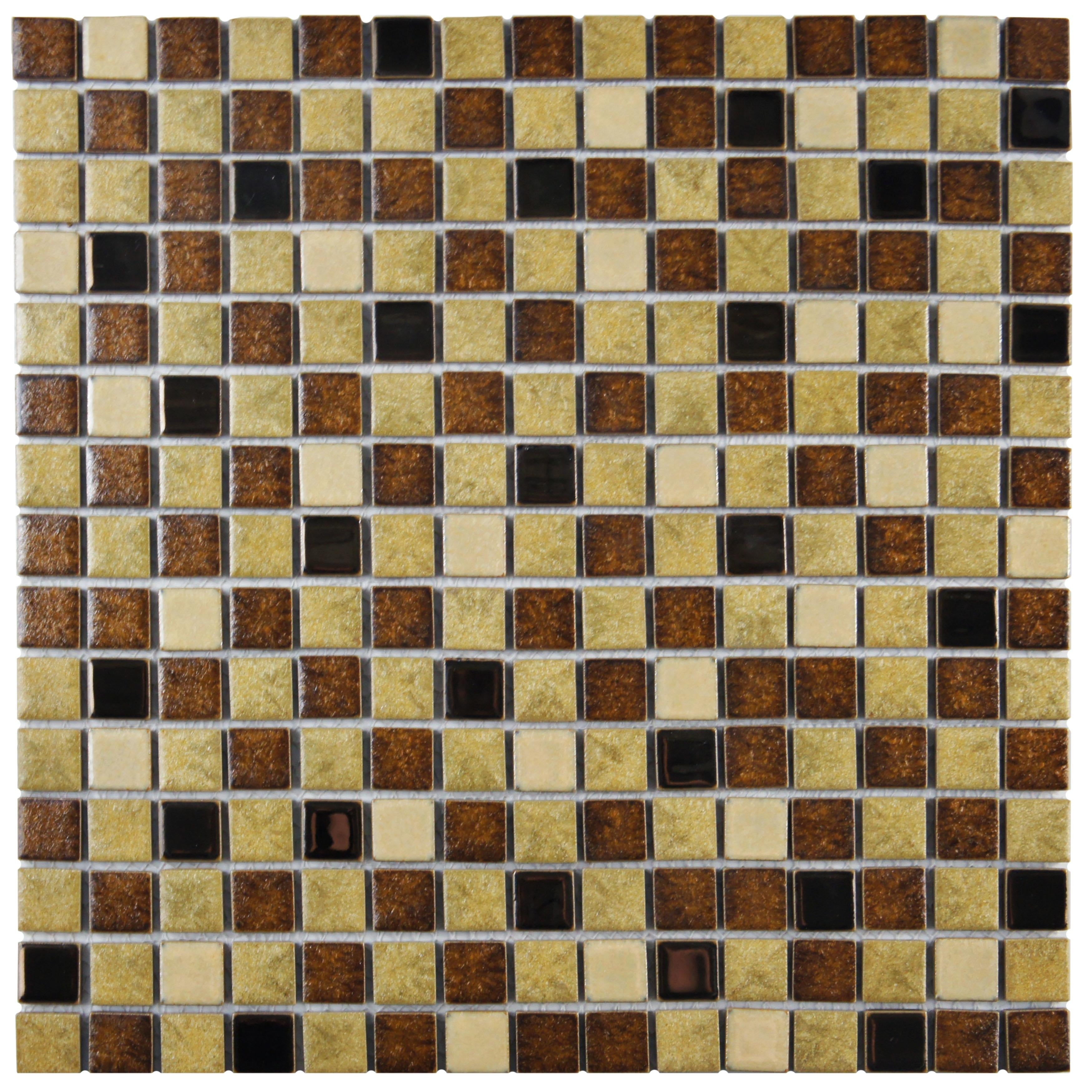 Somertile 12.25X12.25 Inch Metal Multi Beige Porcelain Mosaic Floor And Wall Tile 10 Tiles 10.5 Sqft.