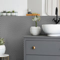 Somertile 10.25 X 11.75 Inch Renova Hex Glossy Grey Porcelain Mosaic Floor And Wall Tile 10 Tiles 8.56 Sqft.