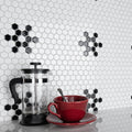 Somertile 10.25X11.75 Inch Victorian Hex White And Black Snowflake Porcelain Mosaic Floor Tile 10 Tiles 8.54 Sqft.
